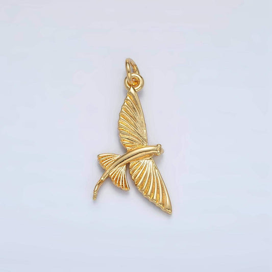 24k gold filled minimal textured flying fish charm | ac-130