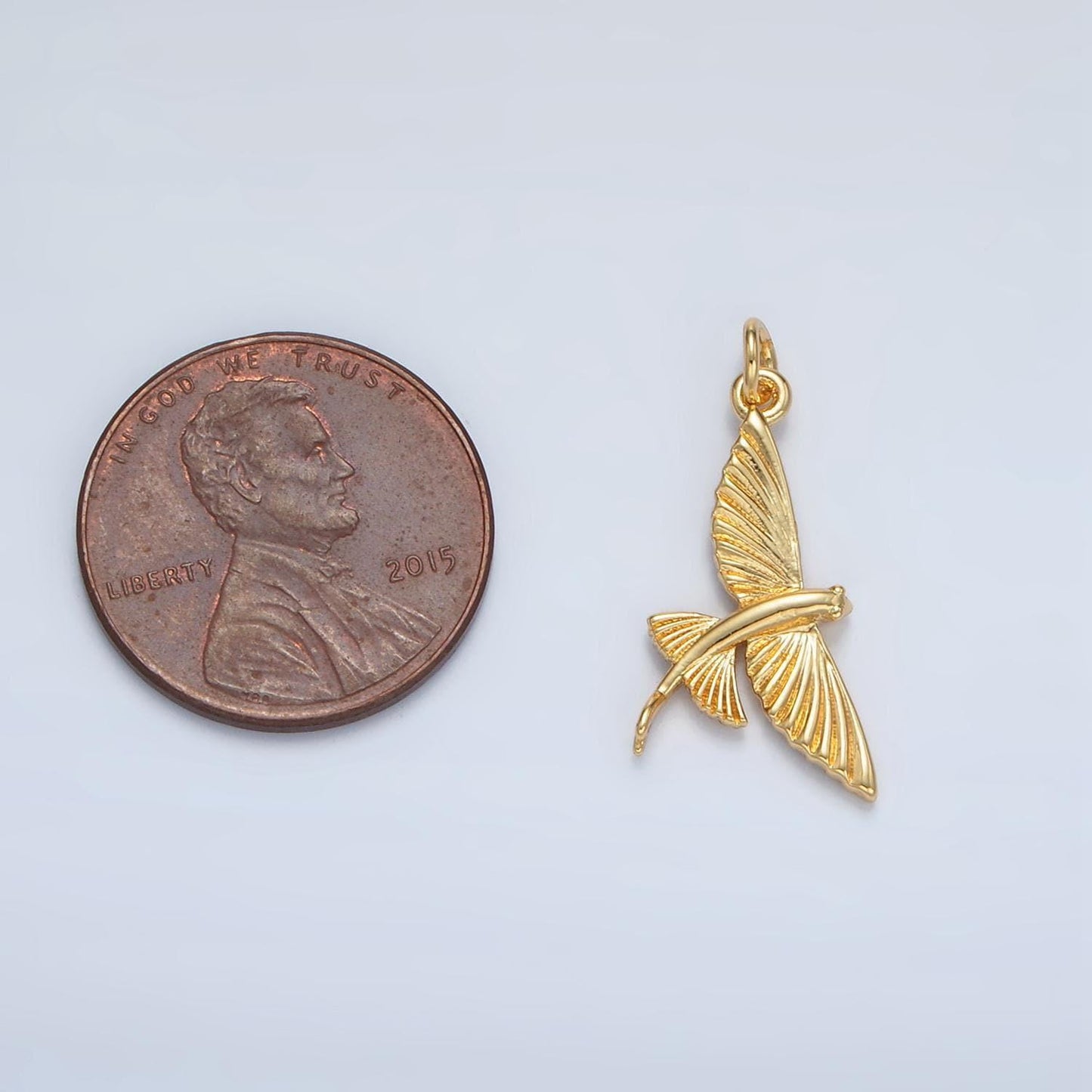 24k gold filled minimal textured flying fish charm | ac-130