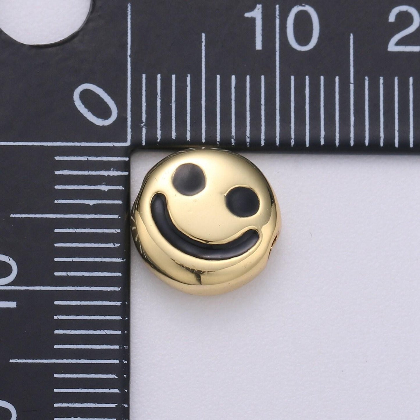 1pc 10mm gold beads, smile beads, happy face beads, emoji charm for bracelet necklace supply, bdgf-382