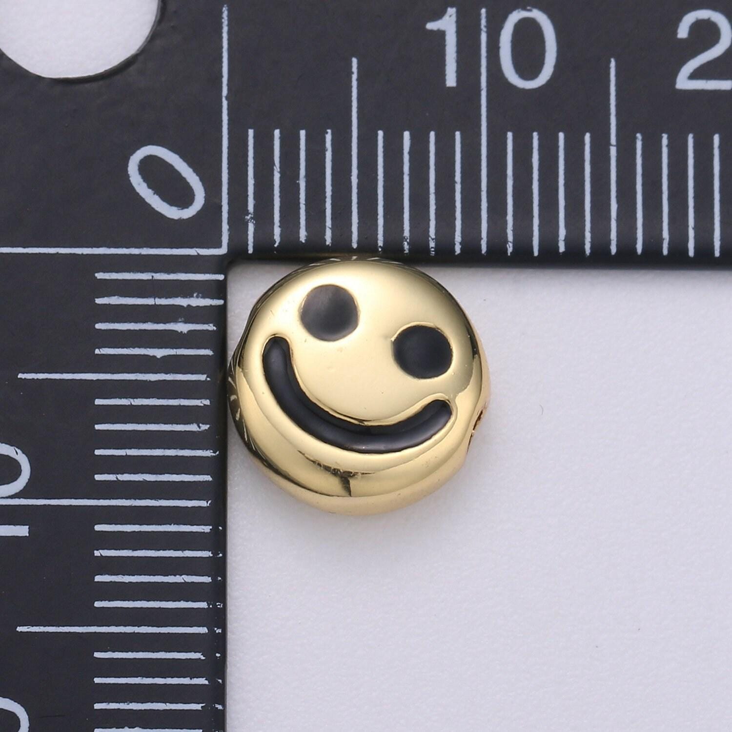 1pc 10mm gold beads, smile beads, happy face beads, emoji charm for bracelet necklace supply, bdgf-382