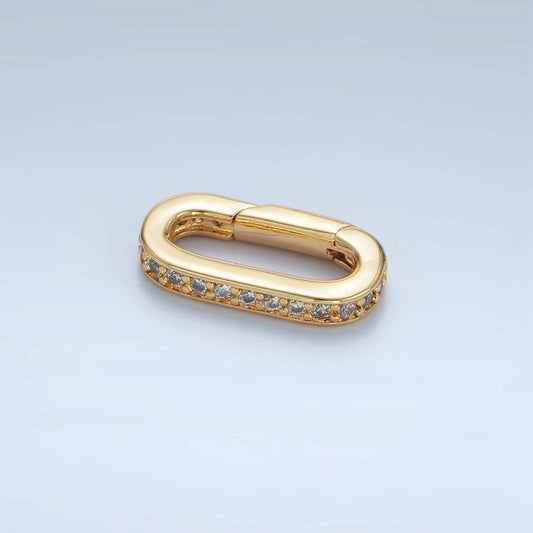 Dainty 24k gold fill spring gate oval ring clasp push gate ring cz oval ring, gold filled charm holder link connector z940