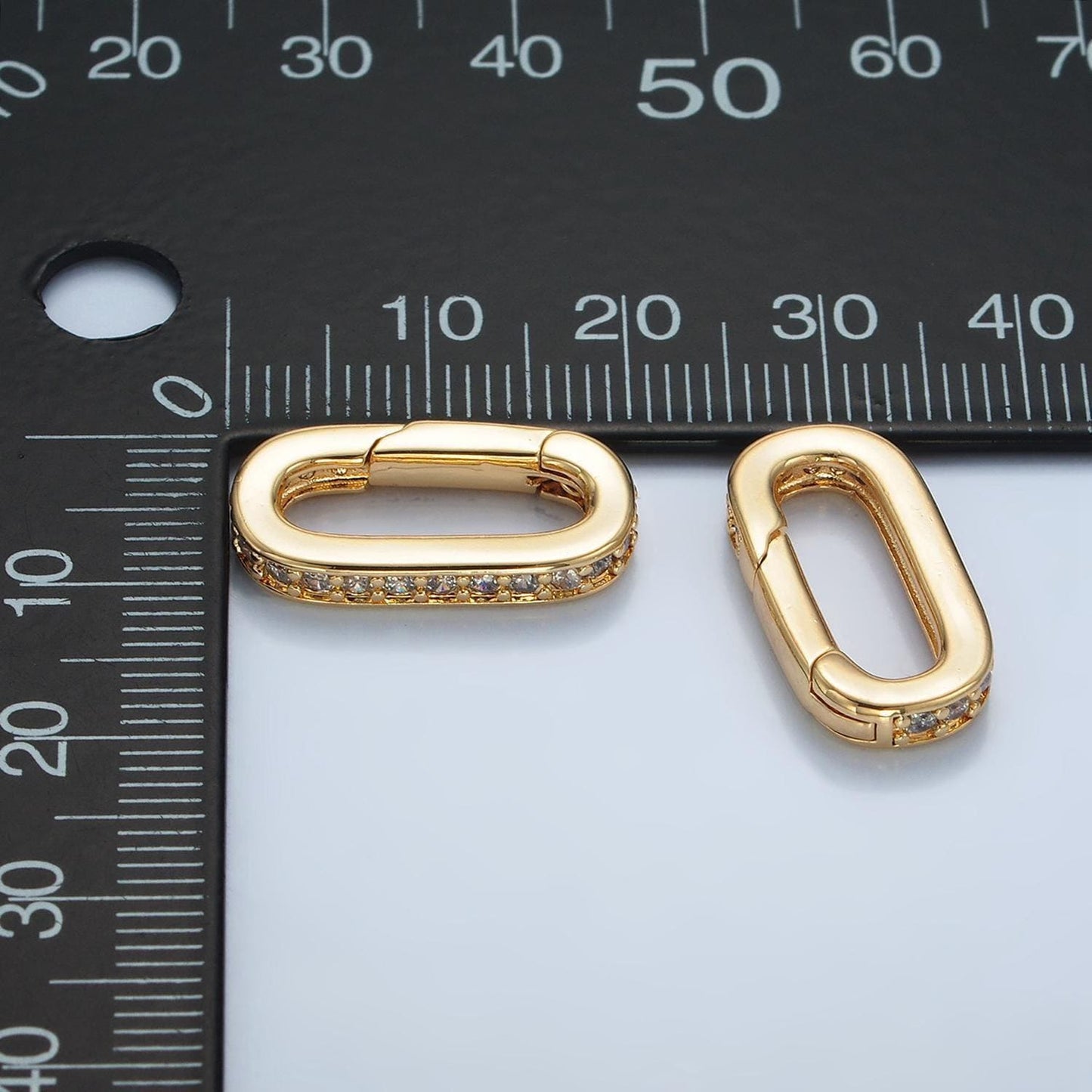 Dainty 24k gold fill spring gate oval ring clasp push gate ring cz oval ring, gold filled charm holder link connector z940