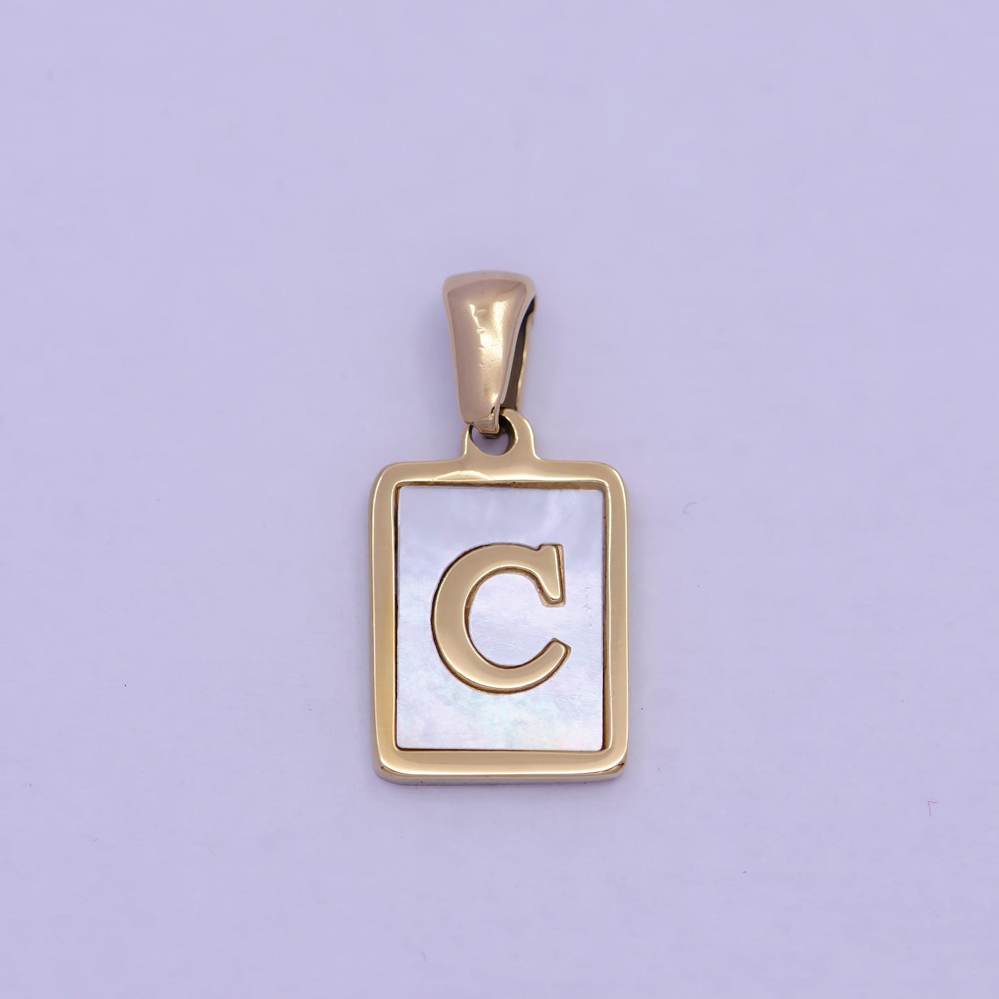 Mother of pearl letter charm gold tag alphabet charm, shell letter pendant personalized letters initial charm stainless steel tarnish free