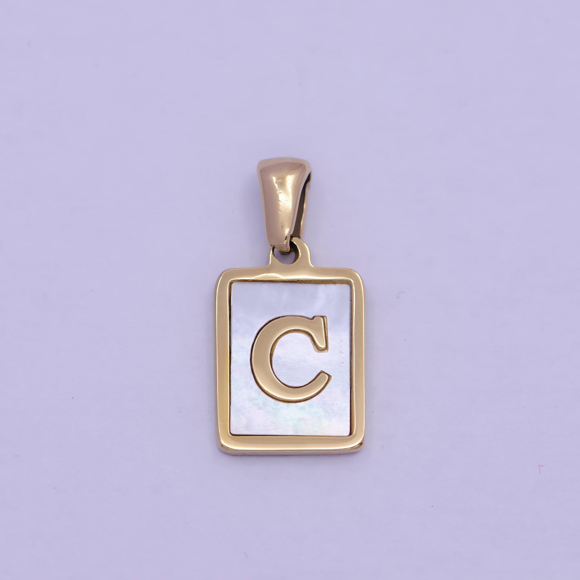 Mother of pearl letter charm gold tag alphabet charm, shell letter pendant personalized letters initial charm stainless steel tarnish free