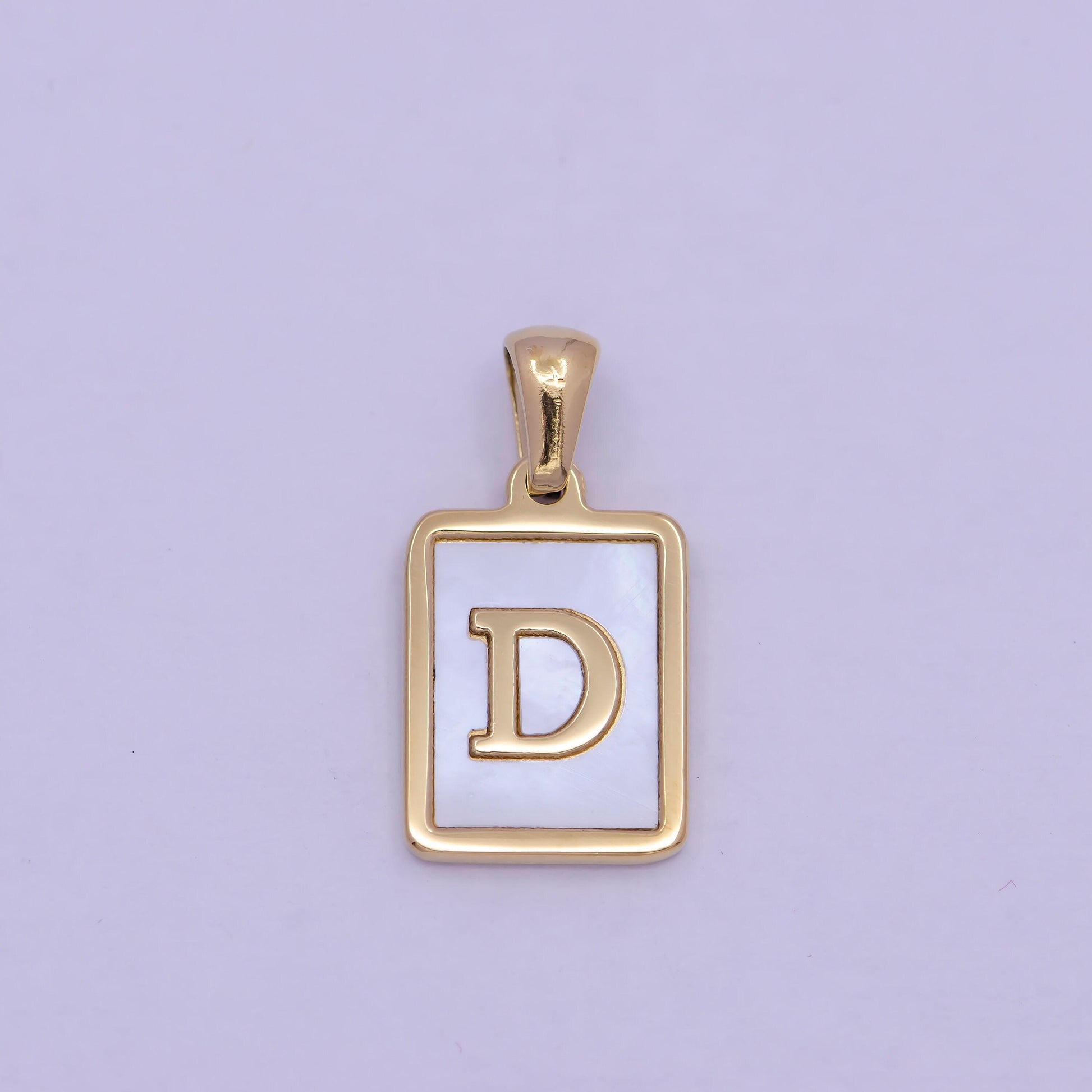Mother of pearl letter charm gold tag alphabet charm, shell letter pendant personalized letters initial charm stainless steel tarnish free