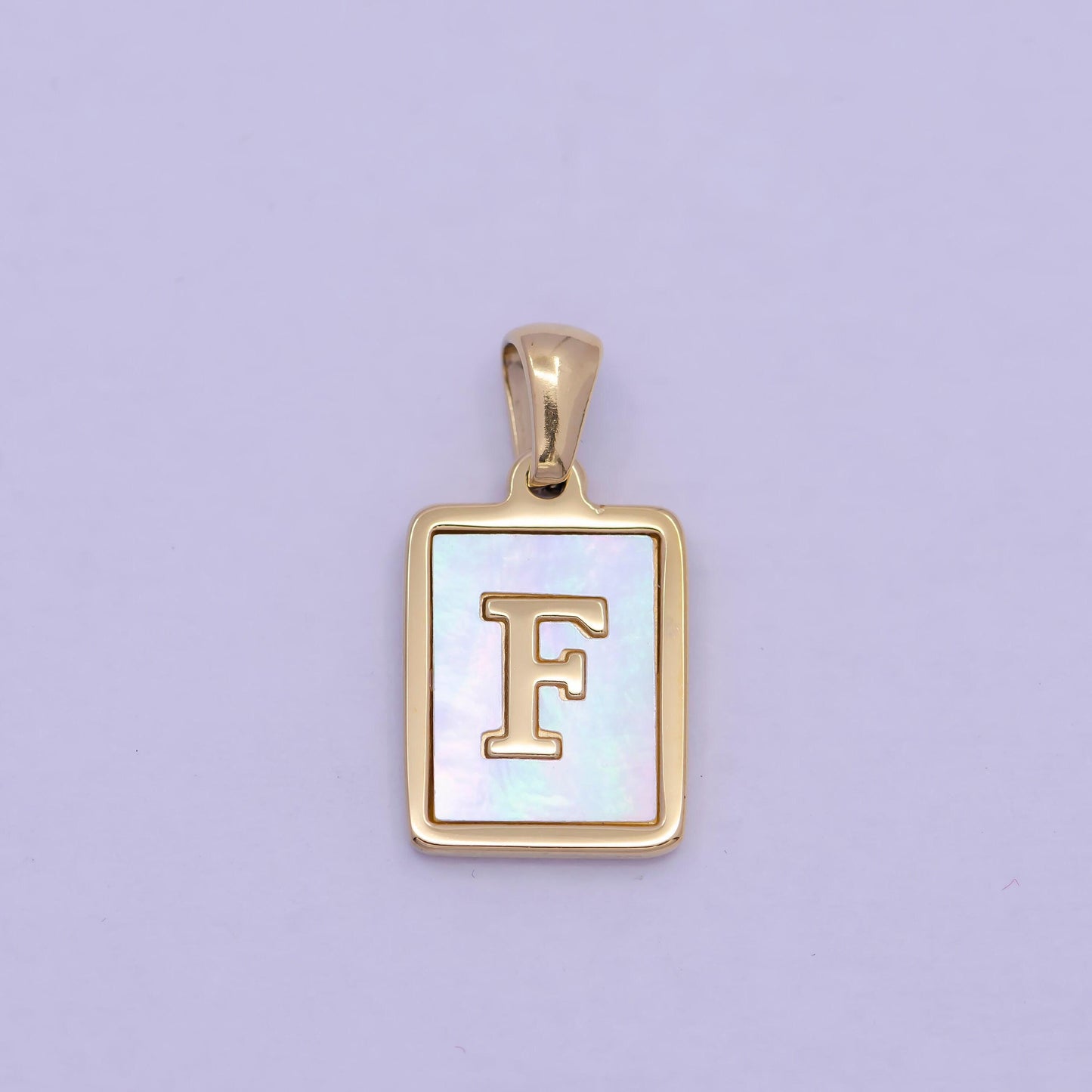 Mother of pearl letter charm gold tag alphabet charm, shell letter pendant personalized letters initial charm stainless steel tarnish free