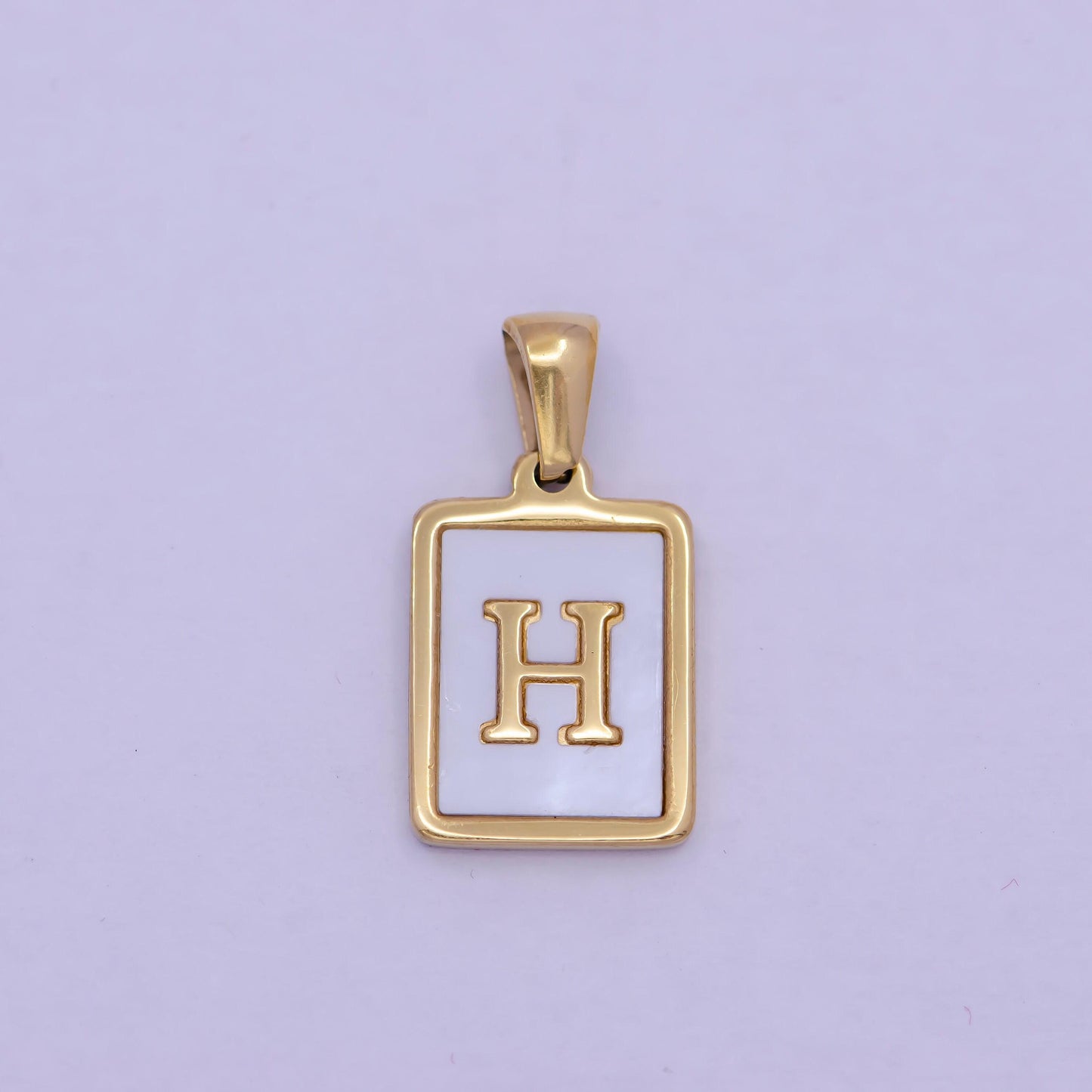 Mother of pearl letter charm gold tag alphabet charm, shell letter pendant personalized letters initial charm stainless steel tarnish free