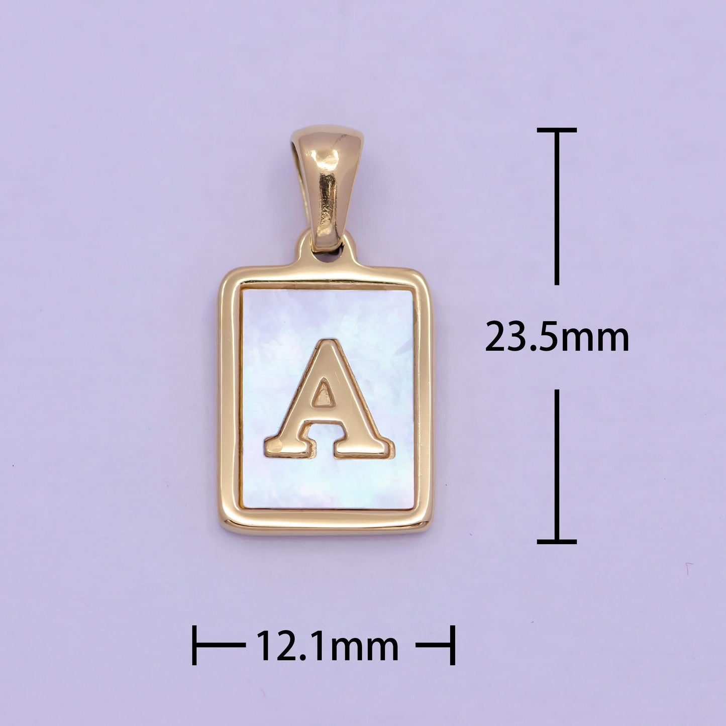Mother of pearl letter charm gold tag alphabet charm, shell letter pendant personalized letters initial charm stainless steel tarnish free