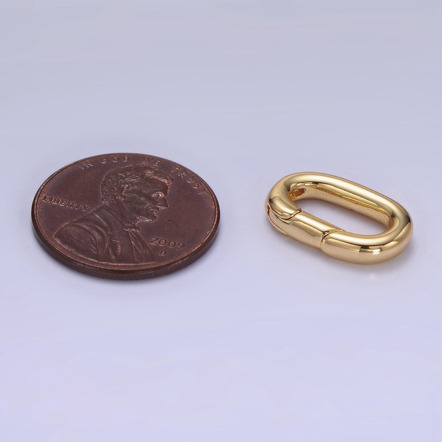 Wholesale mini oval gold enhancer charm holder gold push gate clasp multi charm holder for jewelry making supply z680