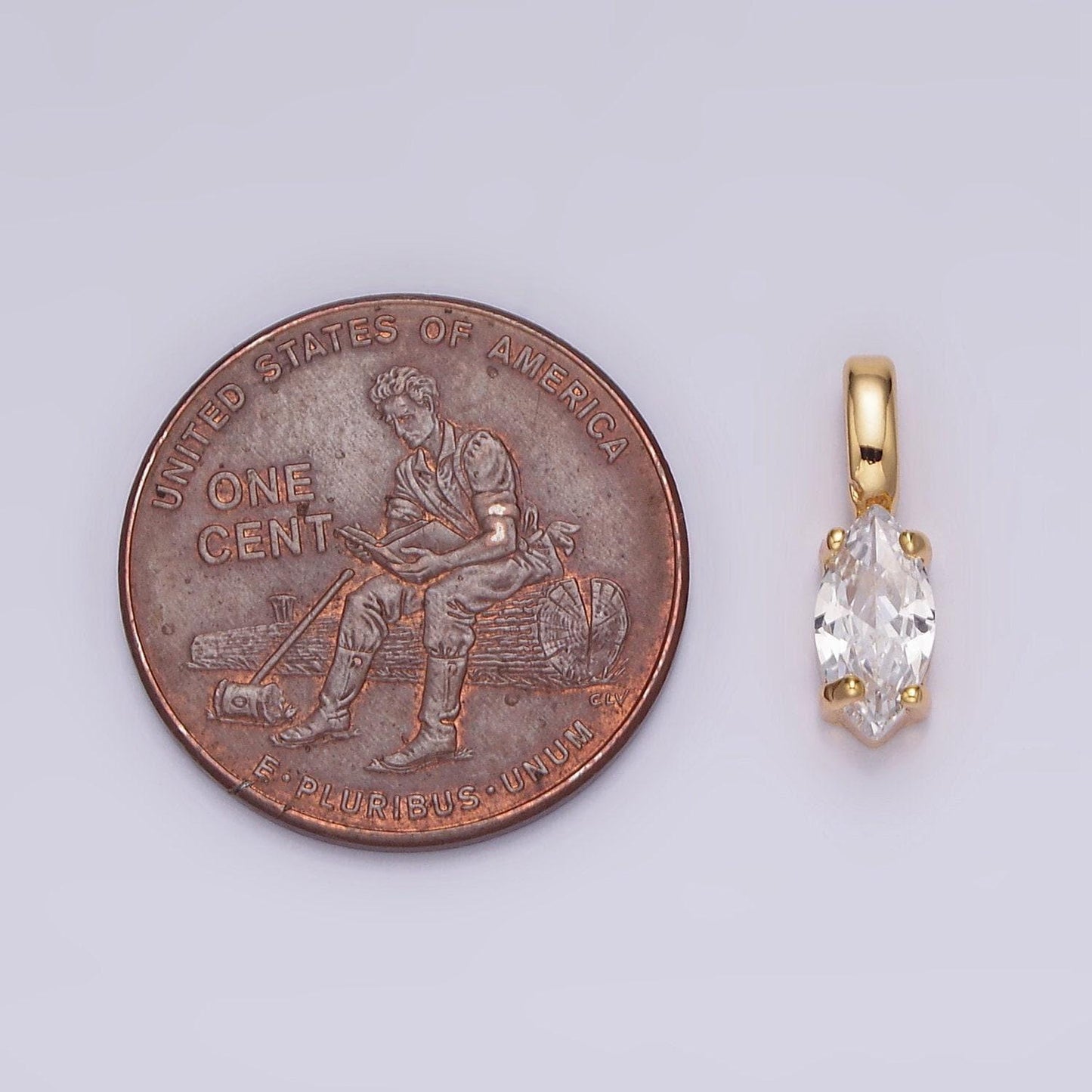 16k gold filled clear marquise cz minimalist pendant | n1778