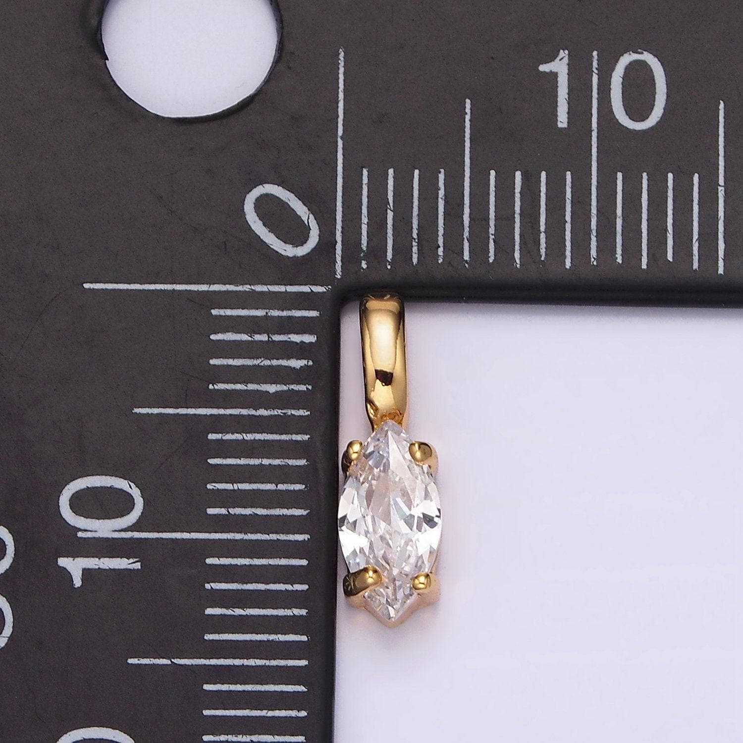 16k gold filled clear marquise cz minimalist pendant | n1778