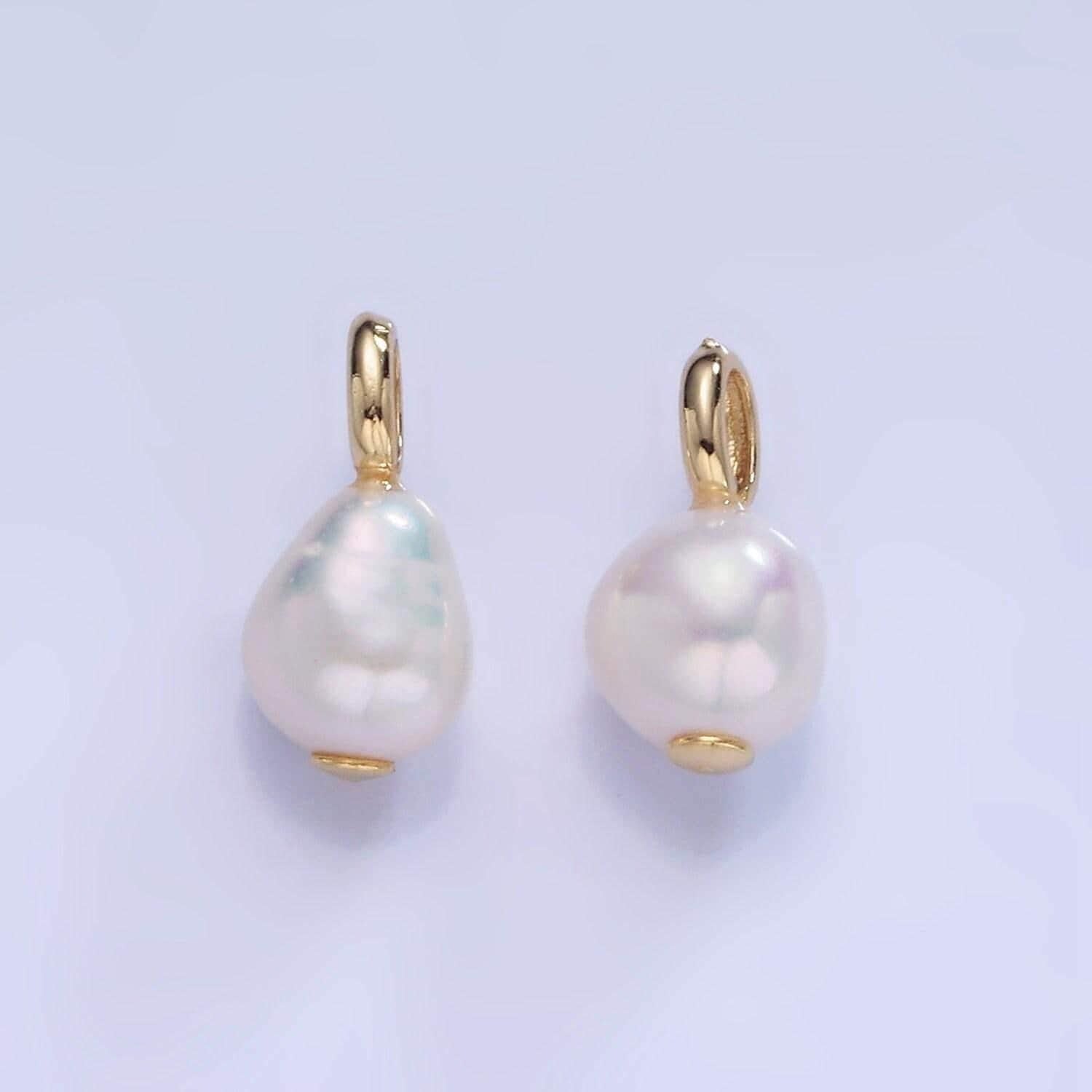 Gold ringed teardrop pearl pendant | p1730