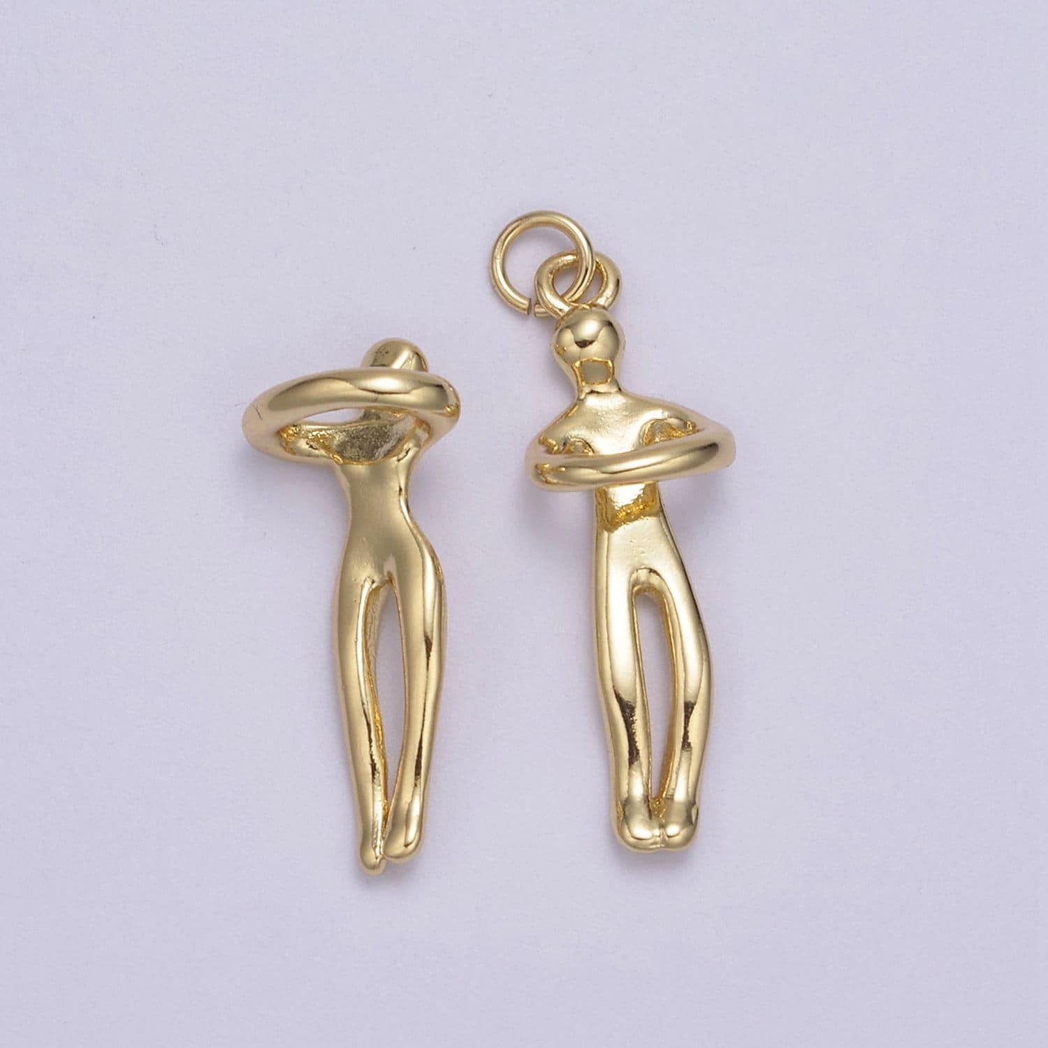 Gold hugging couple charm soulmate necklace pendant for valentine eternal love gift, wedding anniversary gift n-448