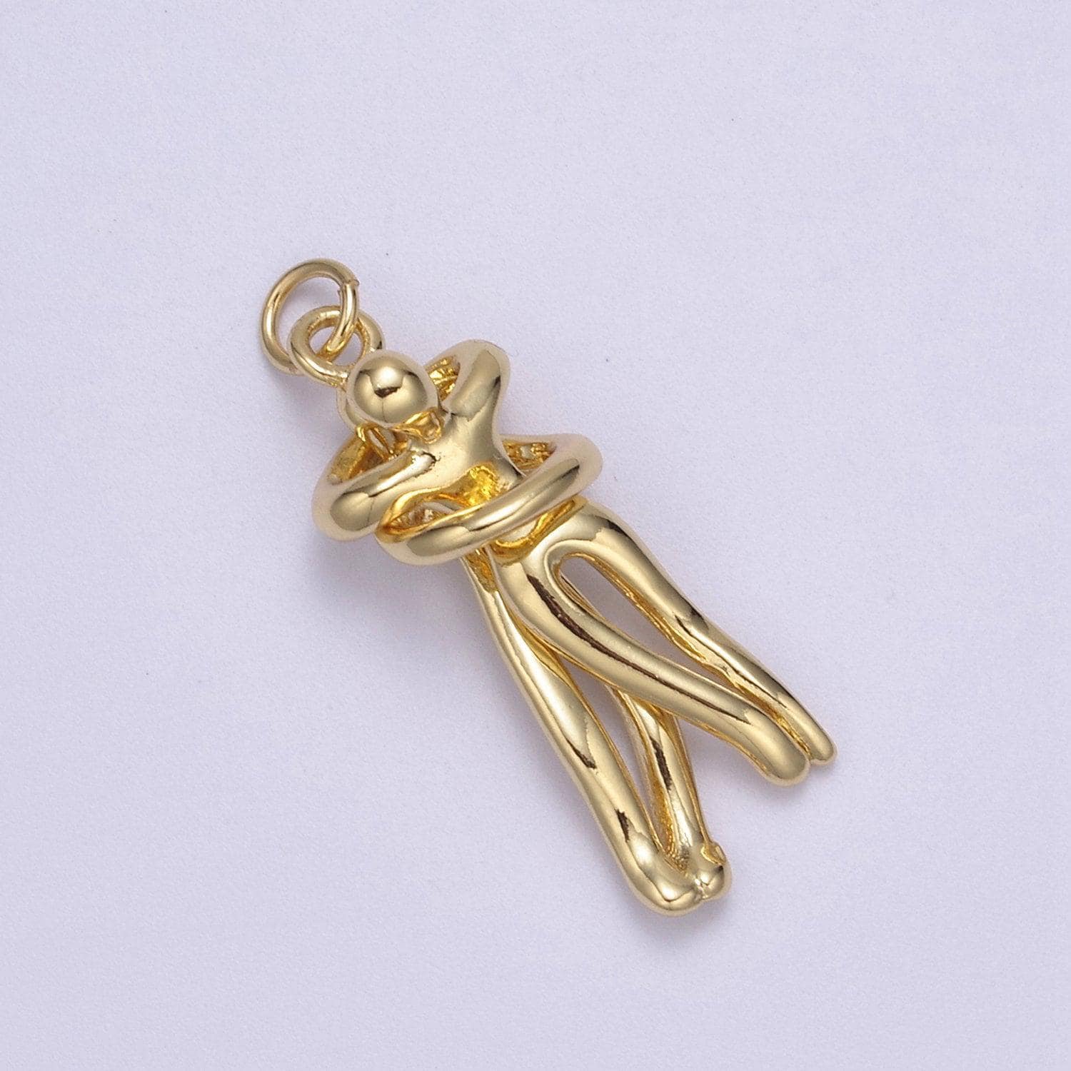 Gold hugging couple charm soulmate necklace pendant for valentine eternal love gift, wedding anniversary gift n-448