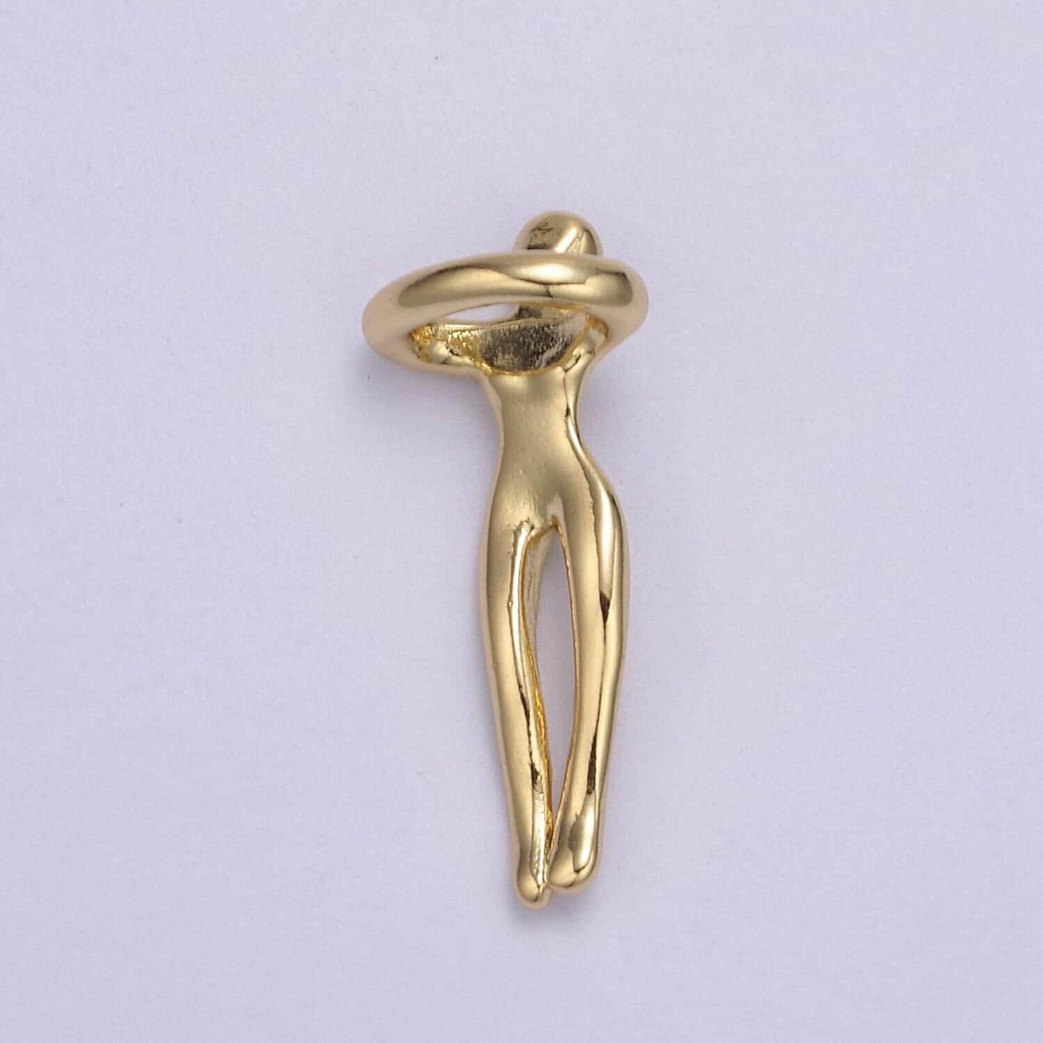 Gold hugging couple charm soulmate necklace pendant for valentine eternal love gift, wedding anniversary gift n-448
