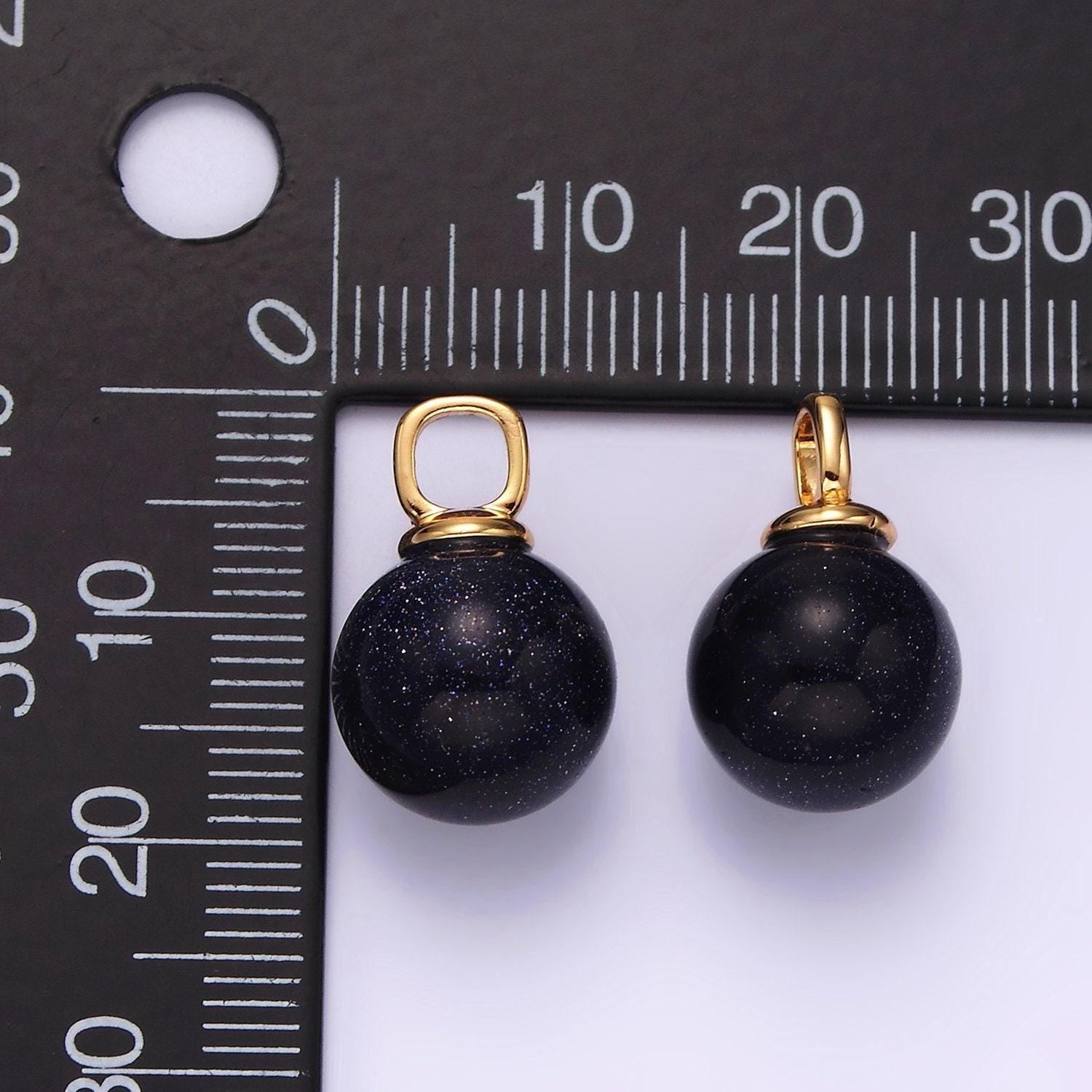 14k gold filled 12mm synthetic blue goldstone round sphere ball pendant | n1993