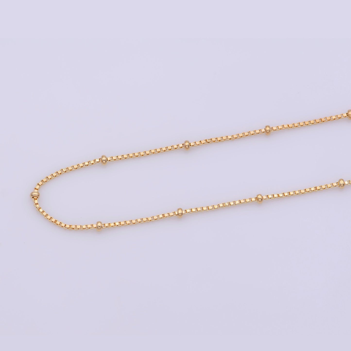17.5inch box chain necklace, 18k gold plated box finished chain for jewelry necklace making, dainty 1.9m box necklace w/spring ring | cn-382