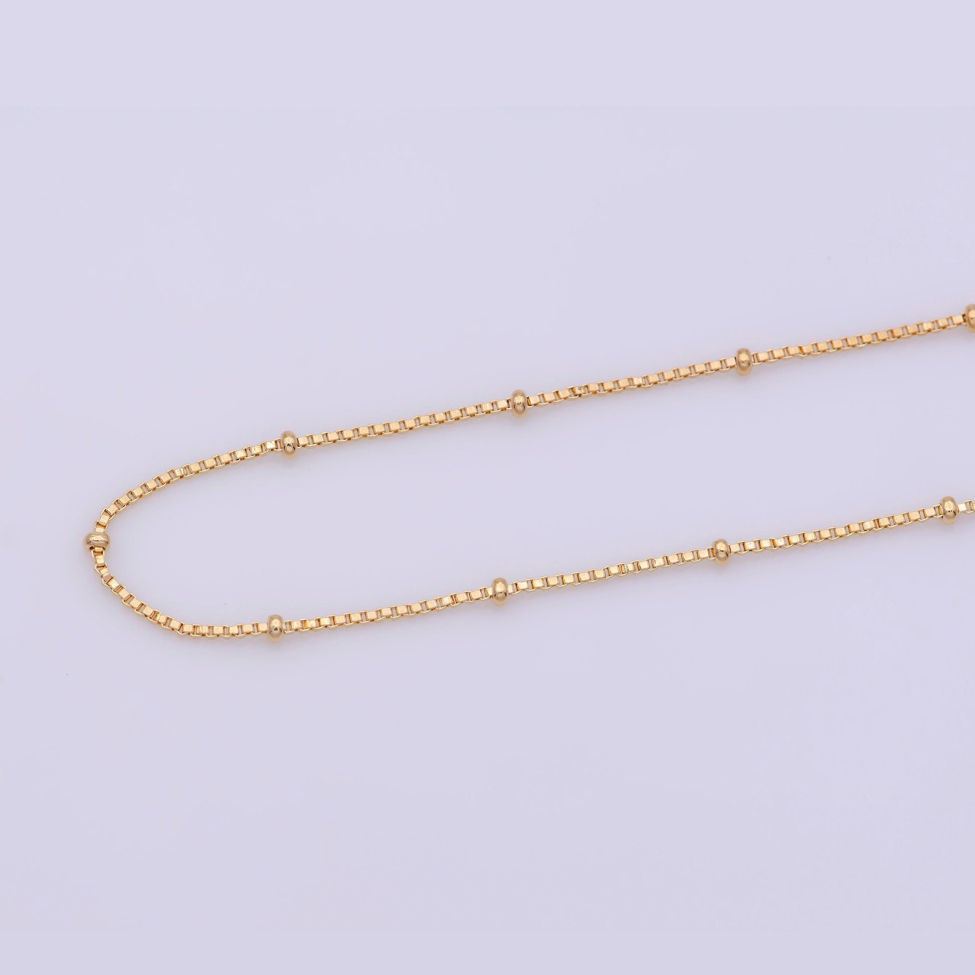 17.5inch box chain necklace, 18k gold plated box finished chain for jewelry necklace making, dainty 1.9m box necklace w/spring ring | cn-382