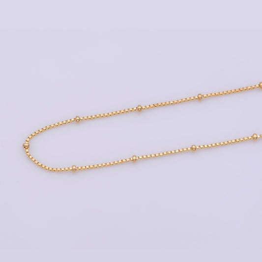 17.5inch box chain necklace, 18k gold plated box finished chain for jewelry necklace making, dainty 1.9m box necklace w/spring ring | cn-382