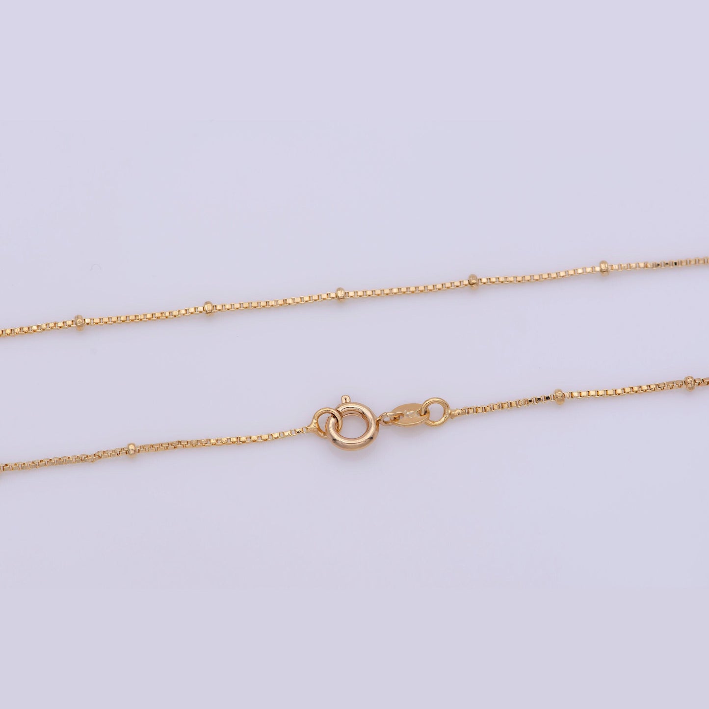 17.5inch box chain necklace, 18k gold plated box finished chain for jewelry necklace making, dainty 1.9m box necklace w/spring ring | cn-382