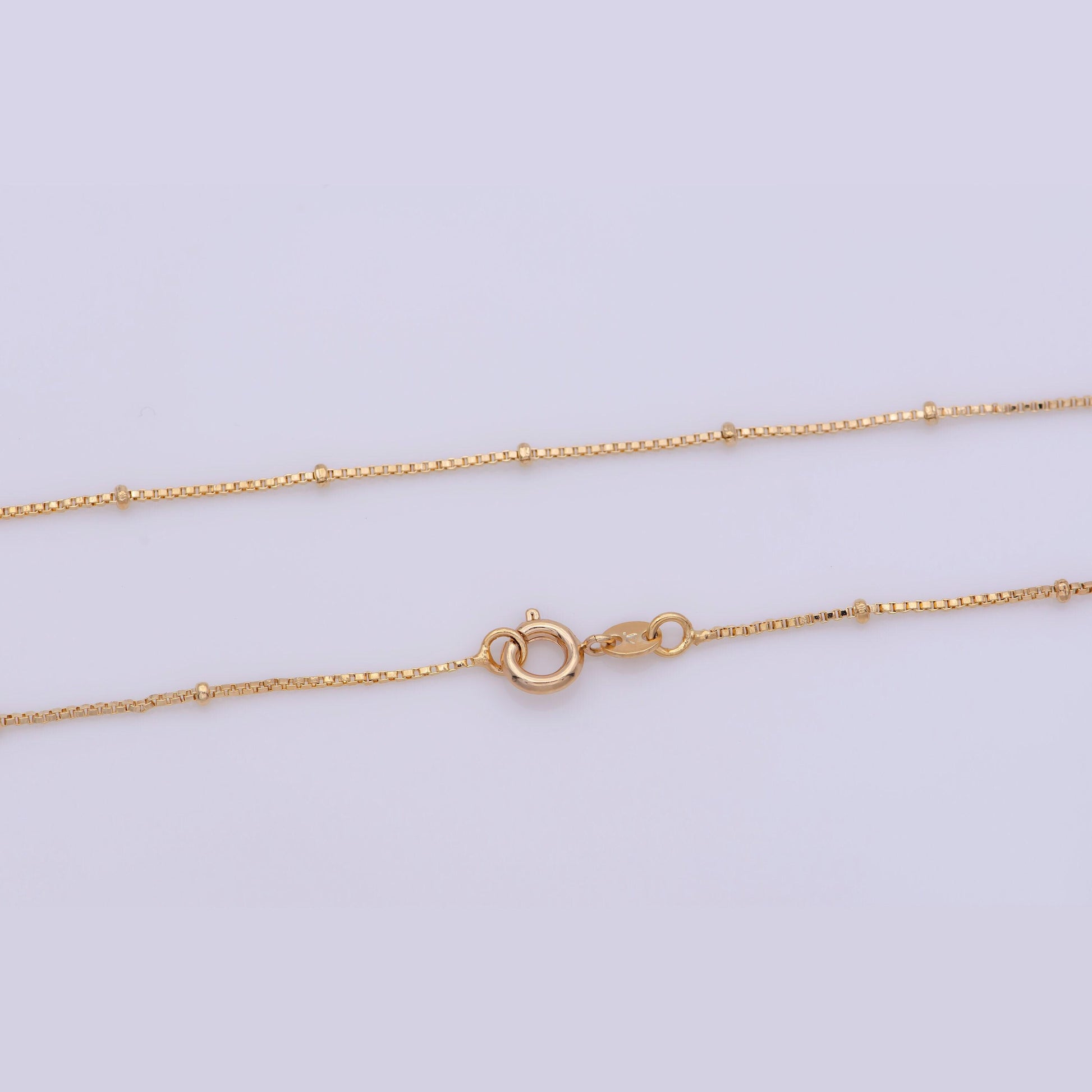 17.5inch box chain necklace, 18k gold plated box finished chain for jewelry necklace making, dainty 1.9m box necklace w/spring ring | cn-382