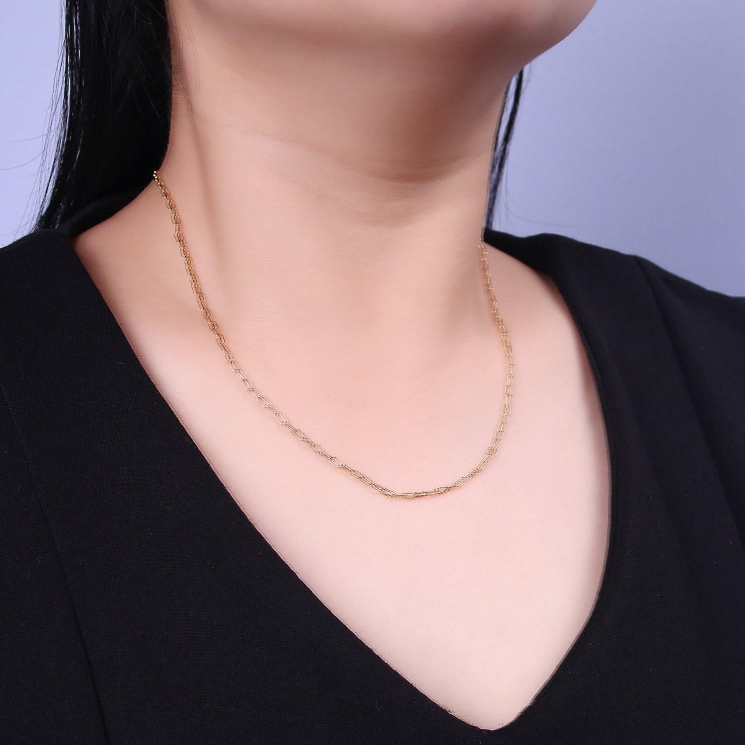 Dainty paper clip chain necklace ∙ 14k gold filled necklace cable link chain 18 inch + 2.5 inch extender ready to wear wa-889