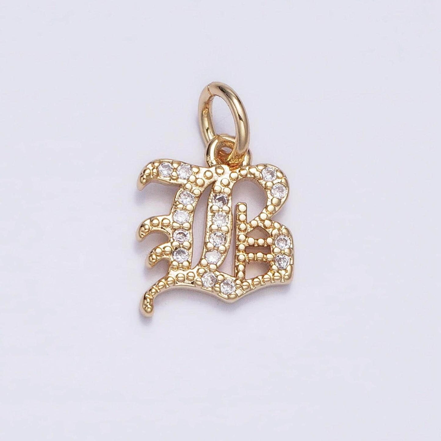 Dainty cz old english gold fill letter charms alphabet initial charms 16 k gold filled micro pave name letter