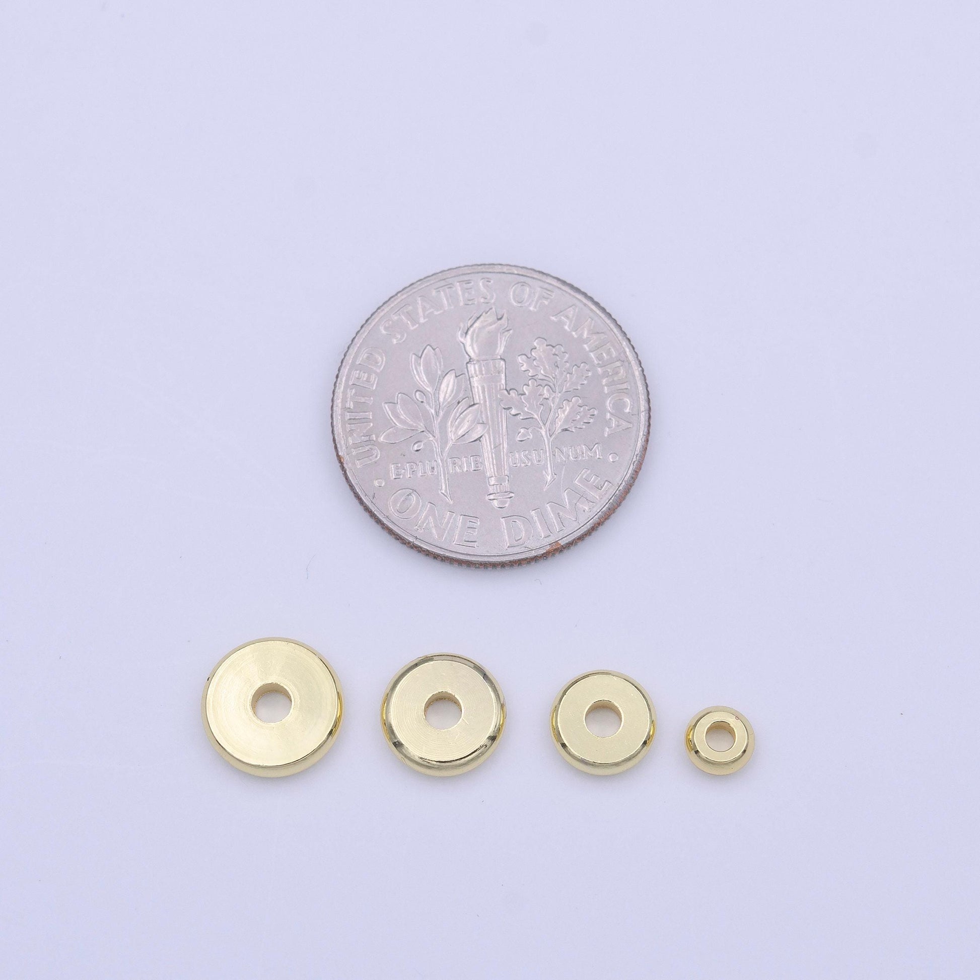 50x gold smooth flat round beads spacer beads, rondelle bead accents, bead accessories jewelry making diy bracelets necklaces 4,6,7,8mm bead