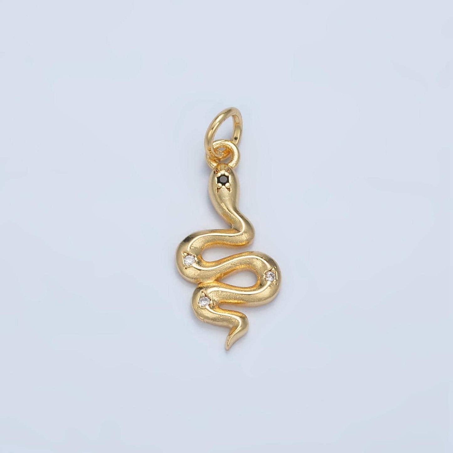 Black & clear cz snake gold filled animal charm | e-732