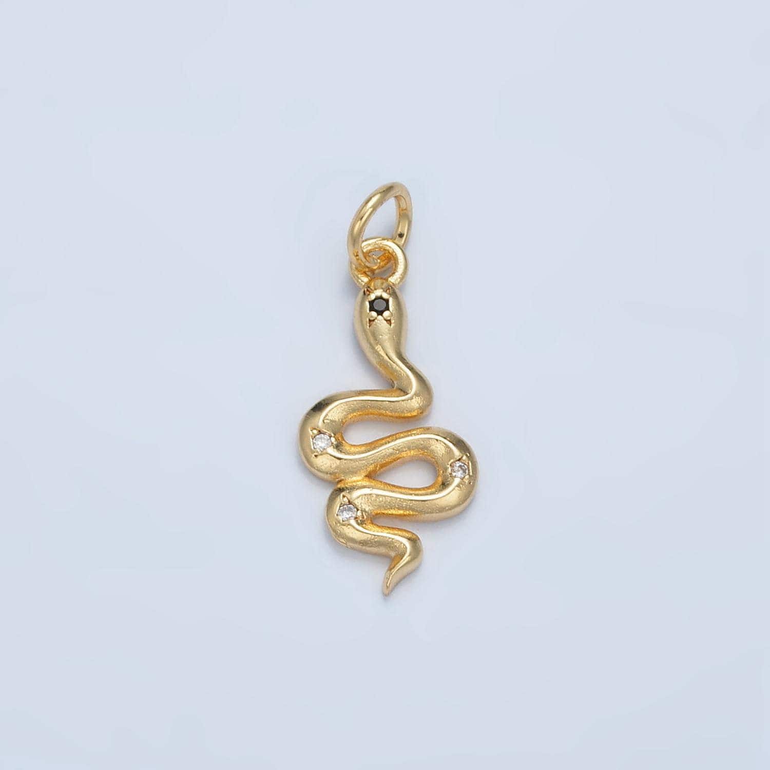 Black & clear cz snake gold filled animal charm | e-732