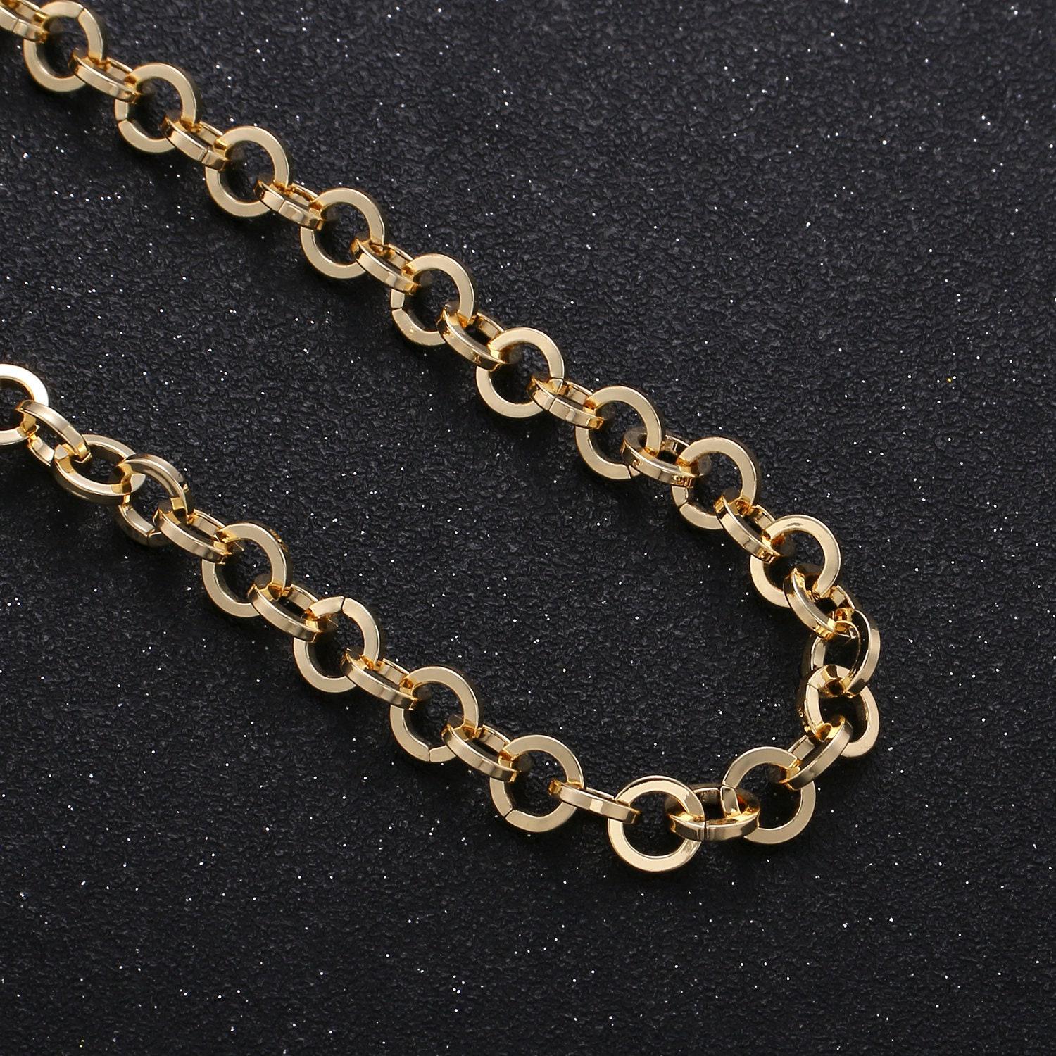 24k gold bold chain by yard, round link chain by foot, wholesale bulk roll chain for diyjewelry, thickness1.2mm, roll-273