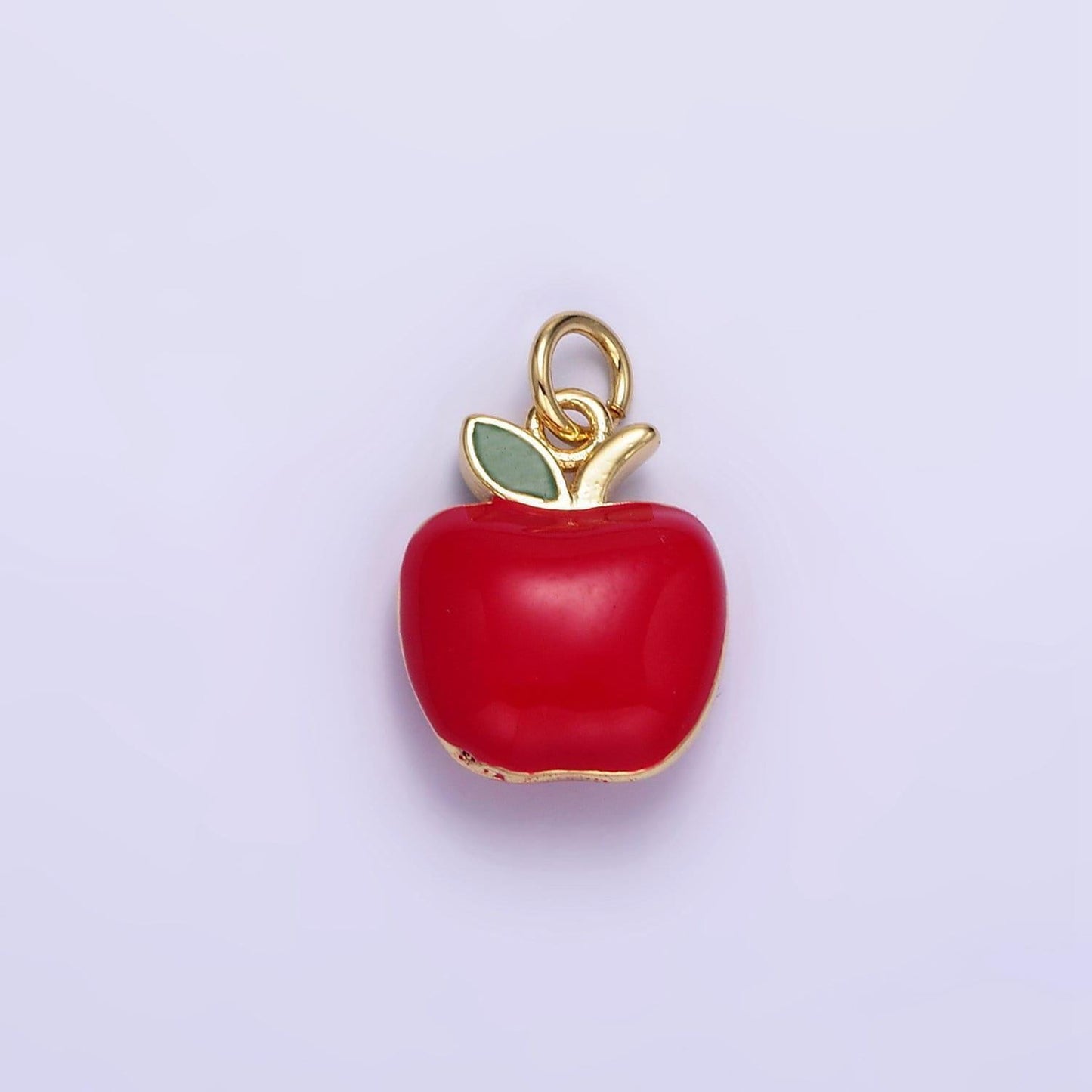 Dainty gold apple charms 24k gold filled apple pendant charm bracelet necklace for diy teacher gift jewelry making supply d-605