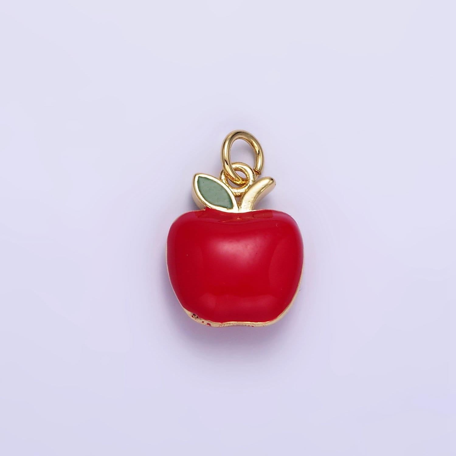 Dainty gold apple charms 24k gold filled apple pendant charm bracelet necklace for diy teacher gift jewelry making supply d-605