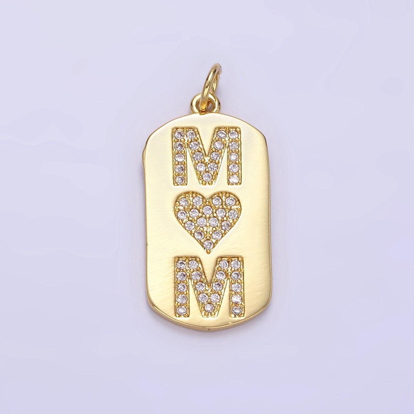 Gold tag mom charm 24k gold filled charm heart micro pave cubic zirconia pendant cz heart jewelry bracelet earring necklace making e349