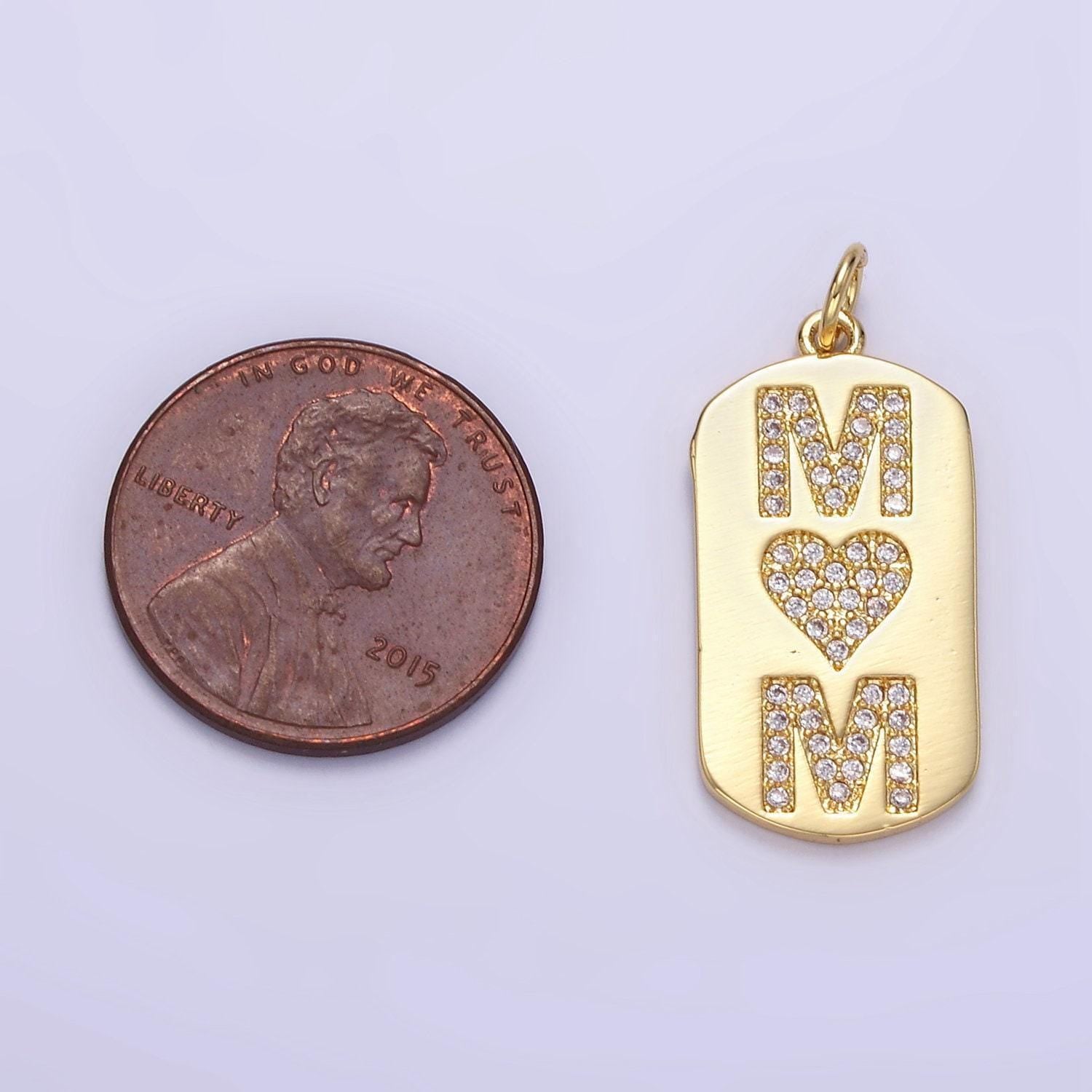 Gold tag mom charm 24k gold filled charm heart micro pave cubic zirconia pendant cz heart jewelry bracelet earring necklace making e349