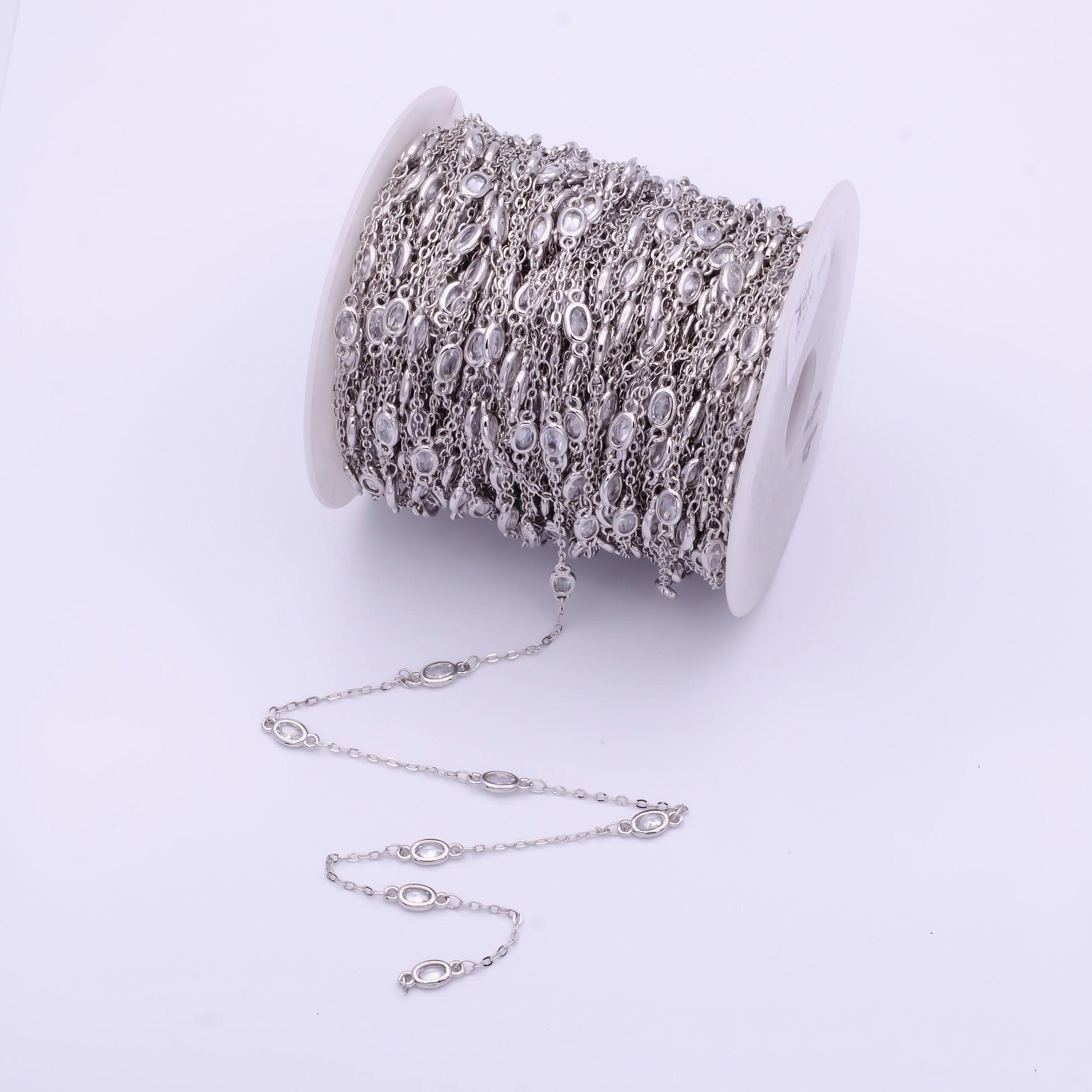 24k gold filled unfinished cz bezel cut chain by yard, wholesale bulk rosary bead chain for necklace bracelet jewelry | roll-818~roll-821