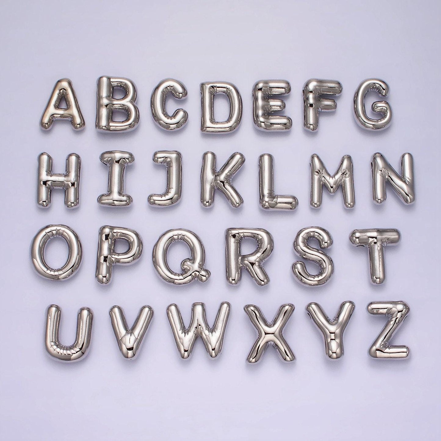 Silver alphabet charm personalized balloon initial letter charm necklace bubble style trend fashion jewelry necklace for women diy supply