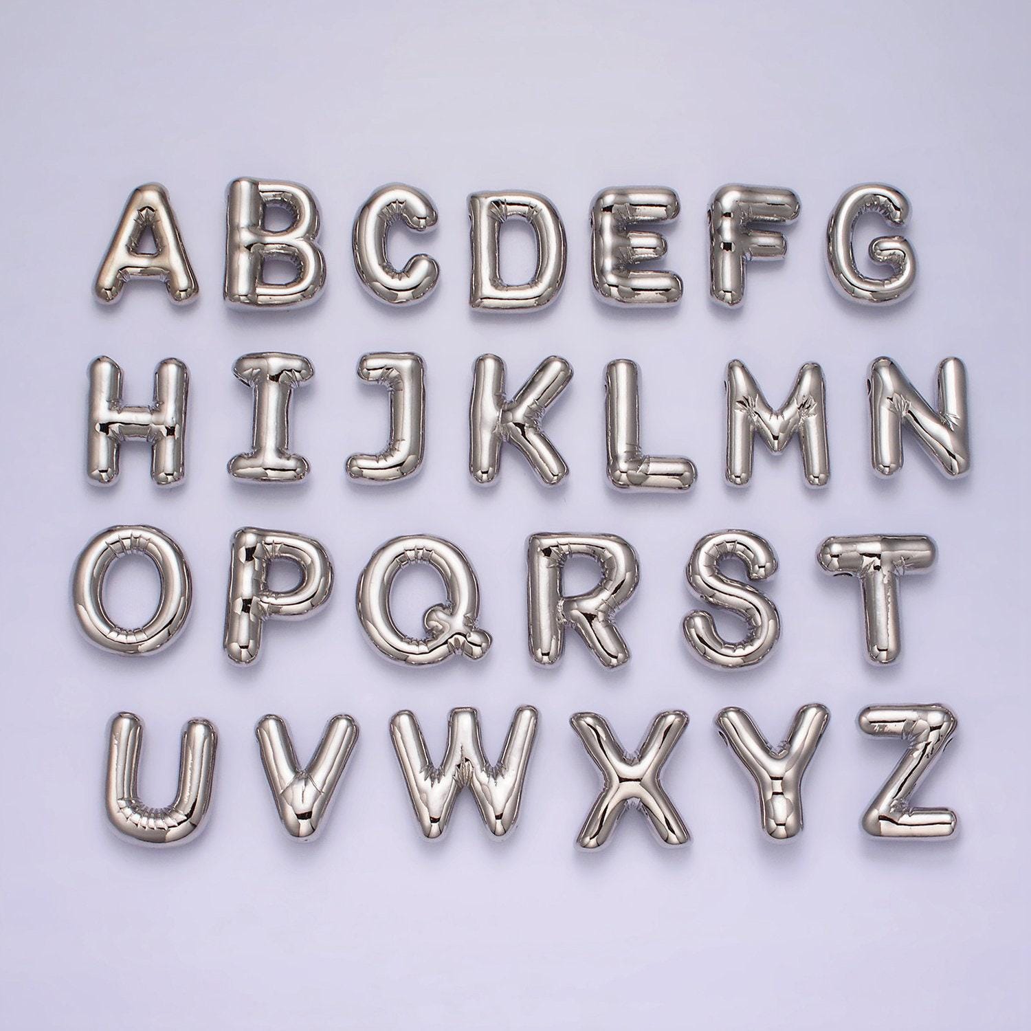 Silver alphabet charm personalized balloon initial letter charm necklace bubble style trend fashion jewelry necklace for women diy supply