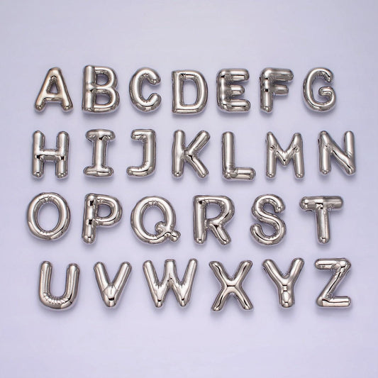 Silver alphabet charm personalized balloon initial letter charm necklace bubble style trend fashion jewelry necklace for women diy supply