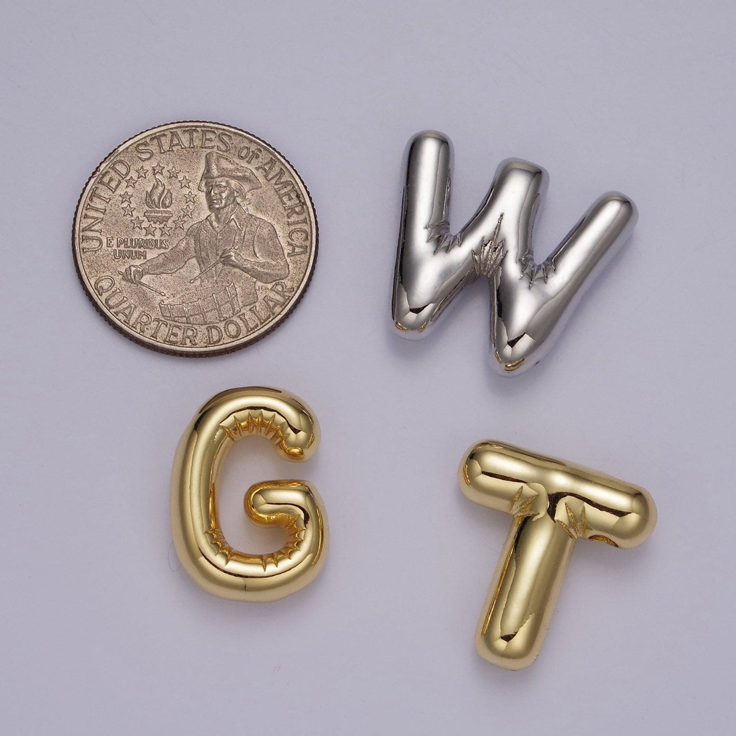 Silver alphabet charm personalized balloon initial letter charm necklace bubble style trend fashion jewelry necklace for women diy supply