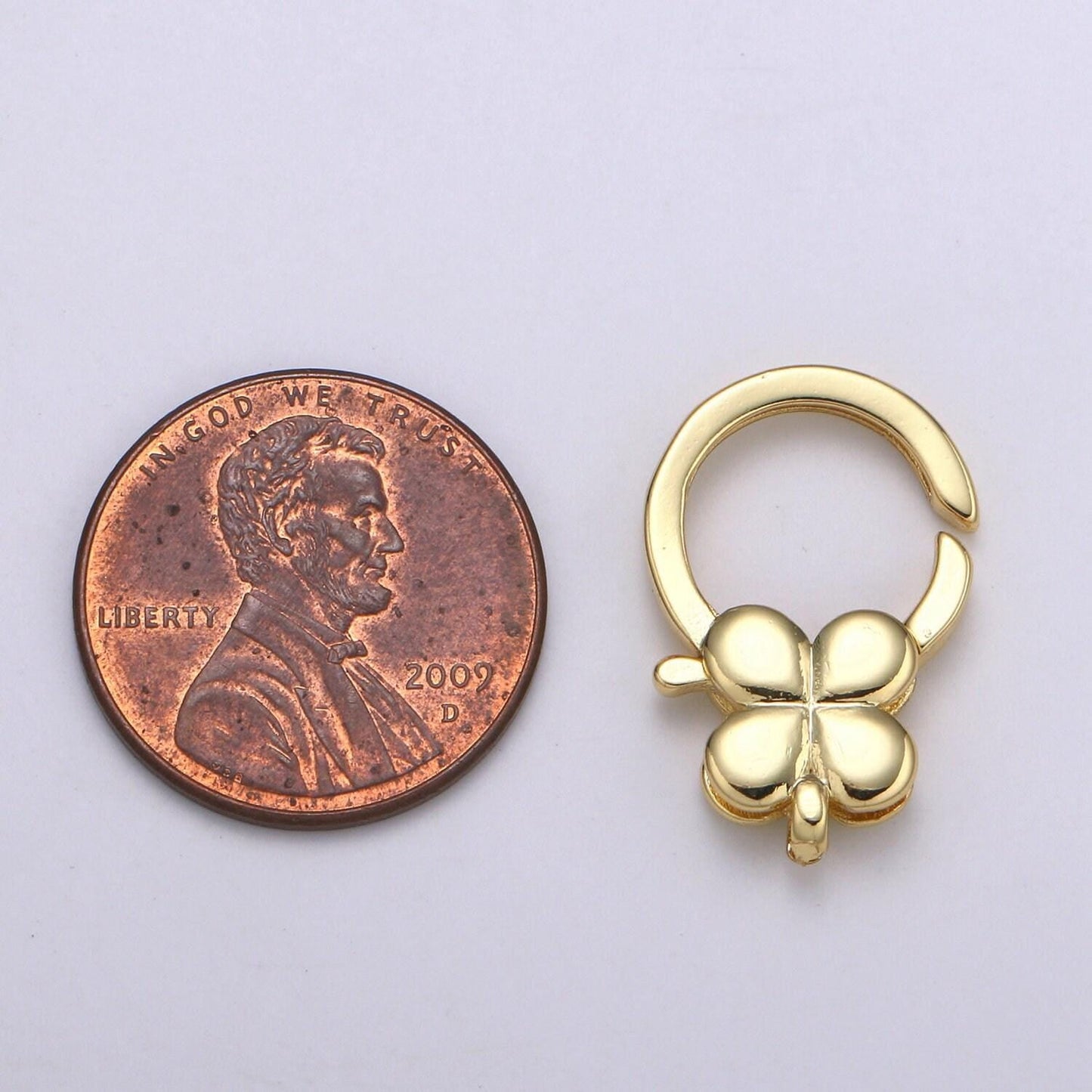 1pc wholesale lobster clasp 24k gold , clover lobster claw for jewelry making, size 19.9mmx13.8mm, supp-1118