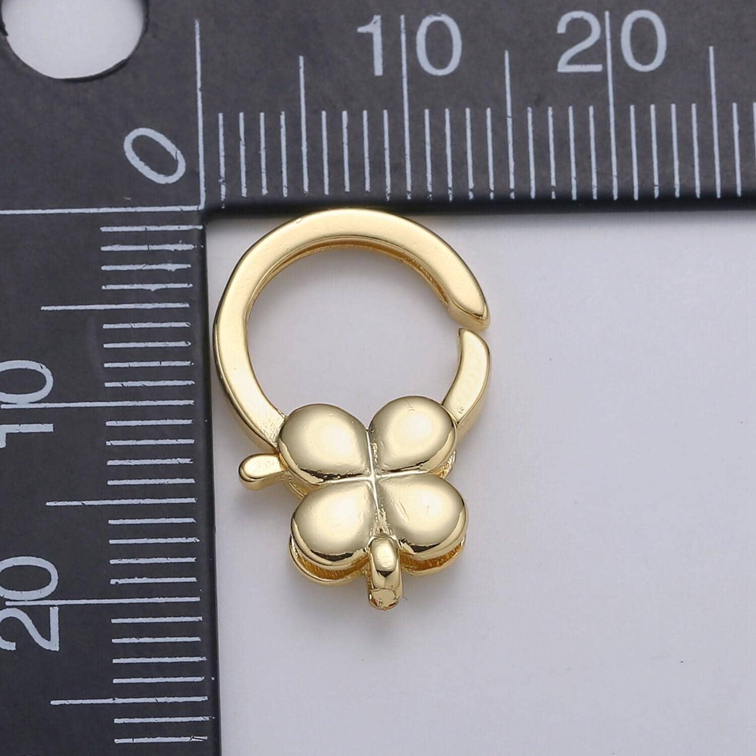 1pc wholesale lobster clasp 24k gold , clover lobster claw for jewelry making, size 19.9mmx13.8mm, supp-1118