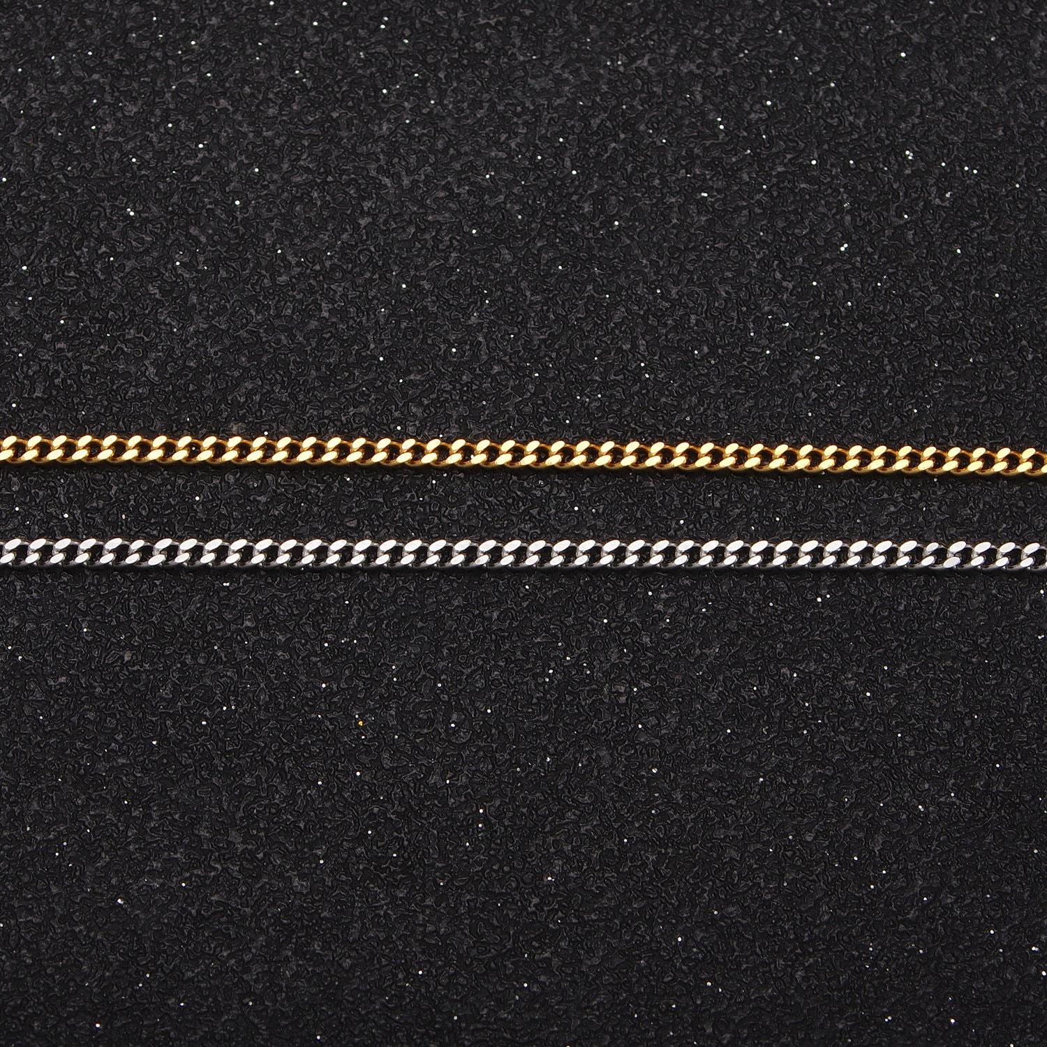 1pc 17.7'' ready to use gold cuban curb necklace chain, layer curb chain dainty stainless steel necklace, for pendant charm necklace wa1701