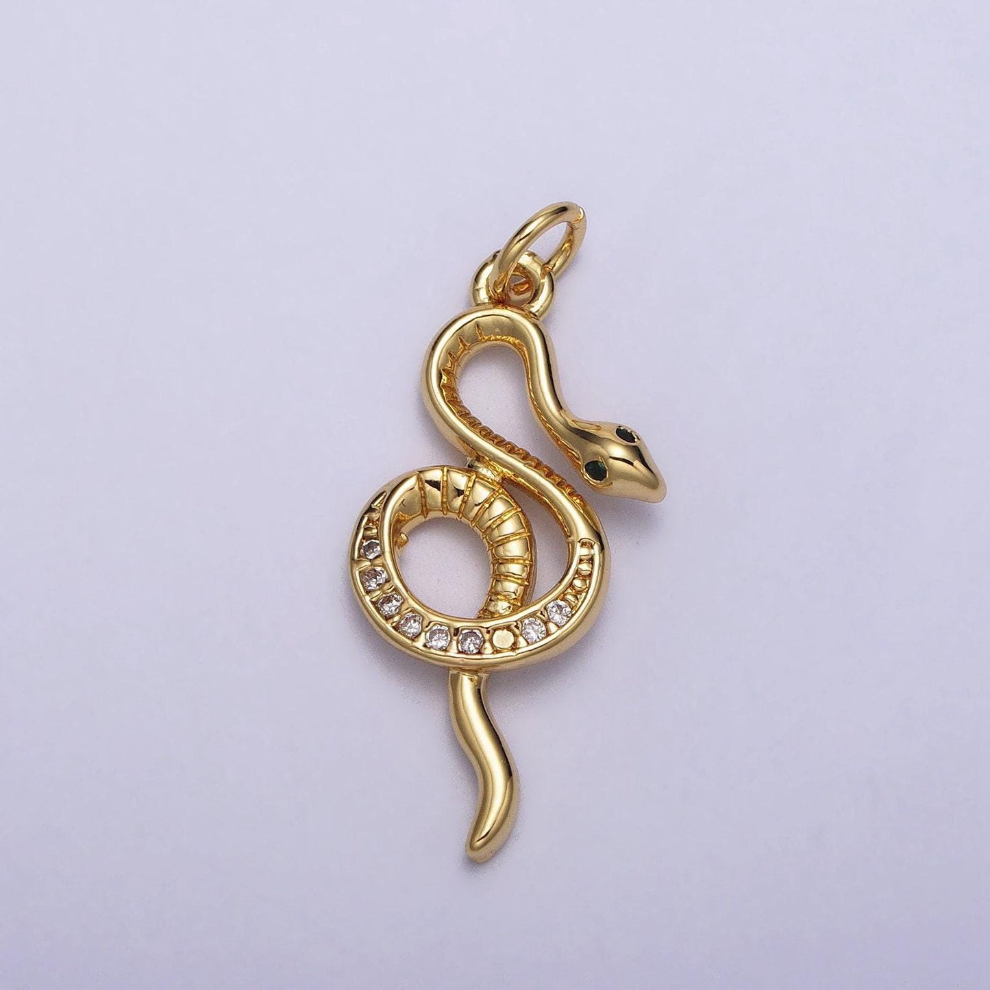 1pc gold snake charm, gold snake pendant charm, charm for serpent snake with jewelry making supply ac218