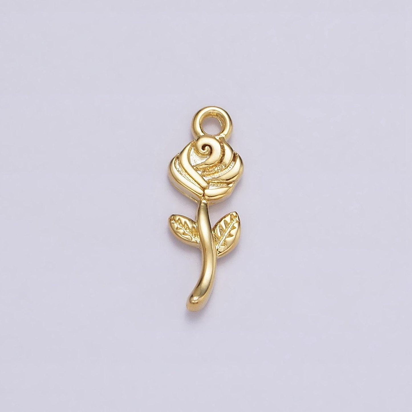 16k gold filled mini rose flower textured add-on charm | n946