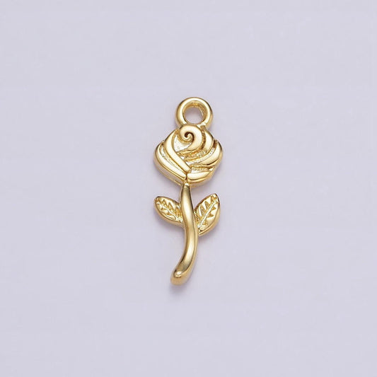 16k gold filled mini rose flower textured add-on charm | n946