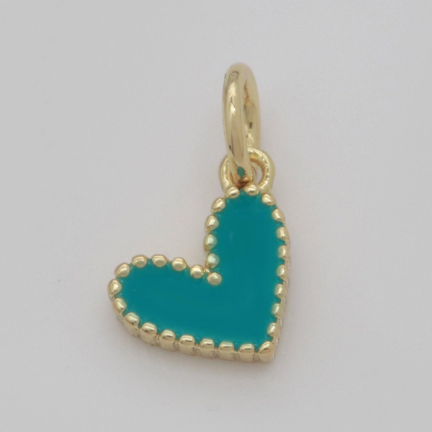 Small gold heart charm - dainty enamel mini heart add on charm tiny colorful love inspired gold filled pendant for necklace bracelet,m-639