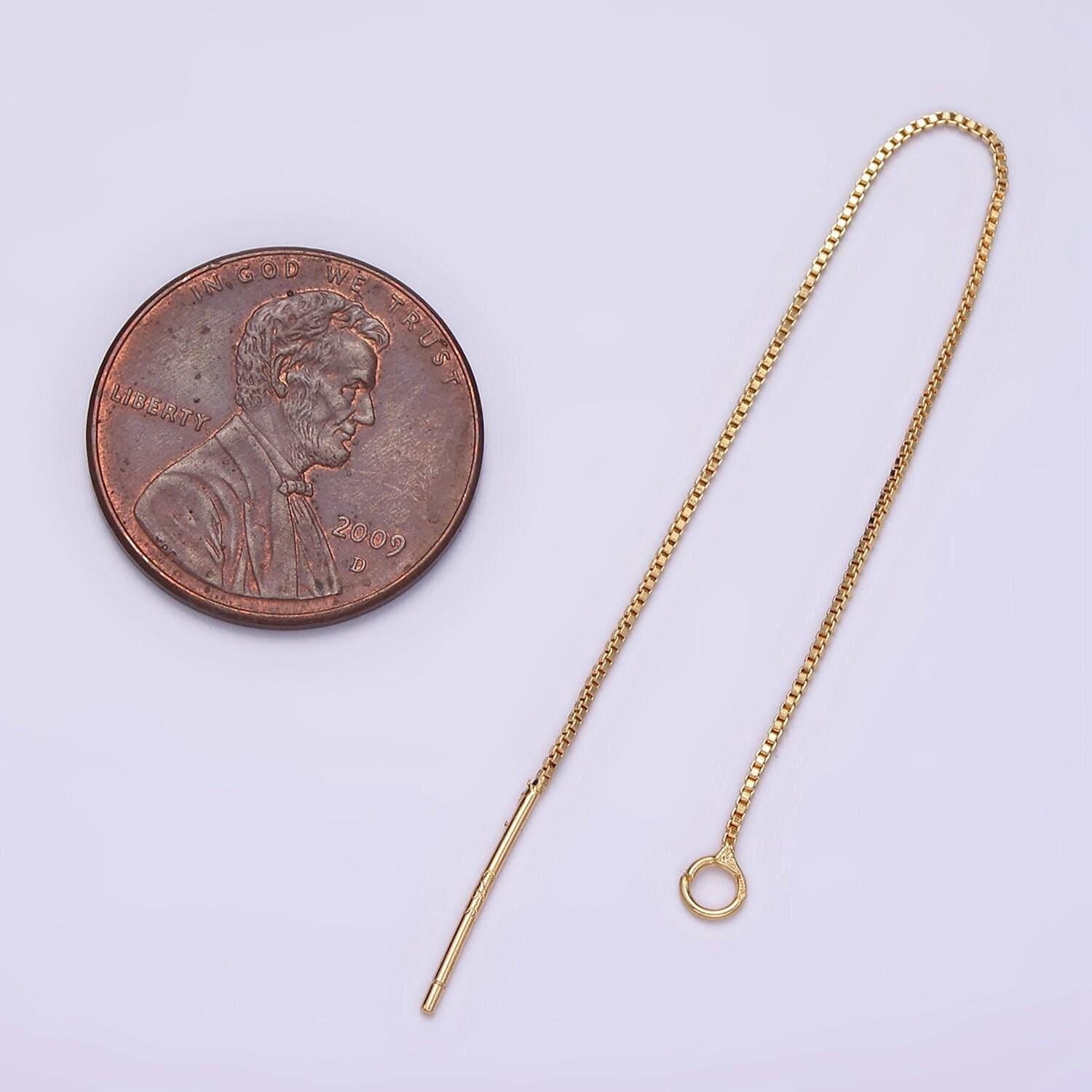 14k gold filled 90mm box chain threader earrings jewelry making findings supply | z505