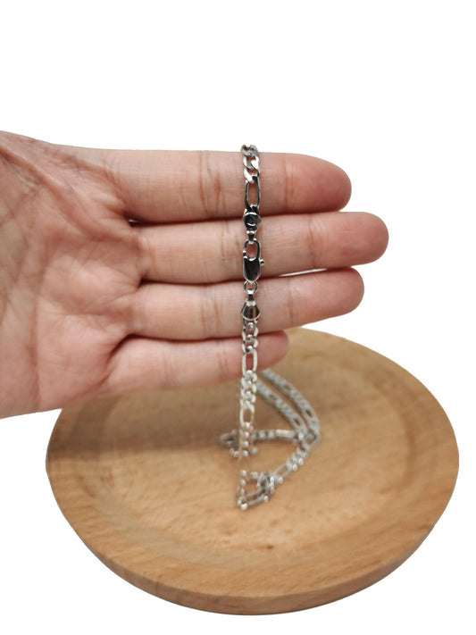 1pc 17.7'' ready to use white gold figaro necklace chain, layer figaro chain dainty necklace, for pendant charm necklace, 628