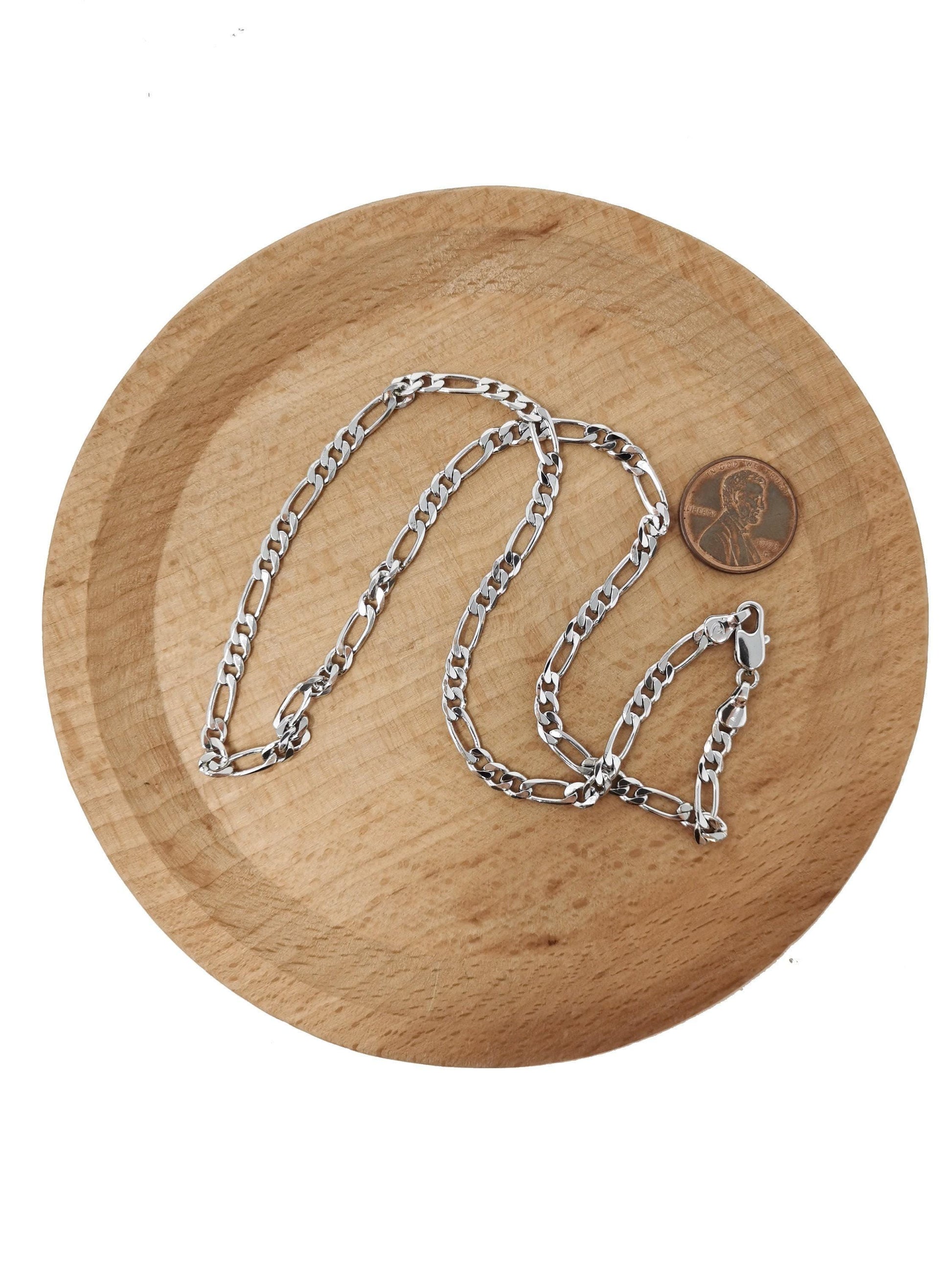1pc 17.7'' ready to use white gold figaro necklace chain, layer figaro chain dainty necklace, for pendant charm necklace, 628
